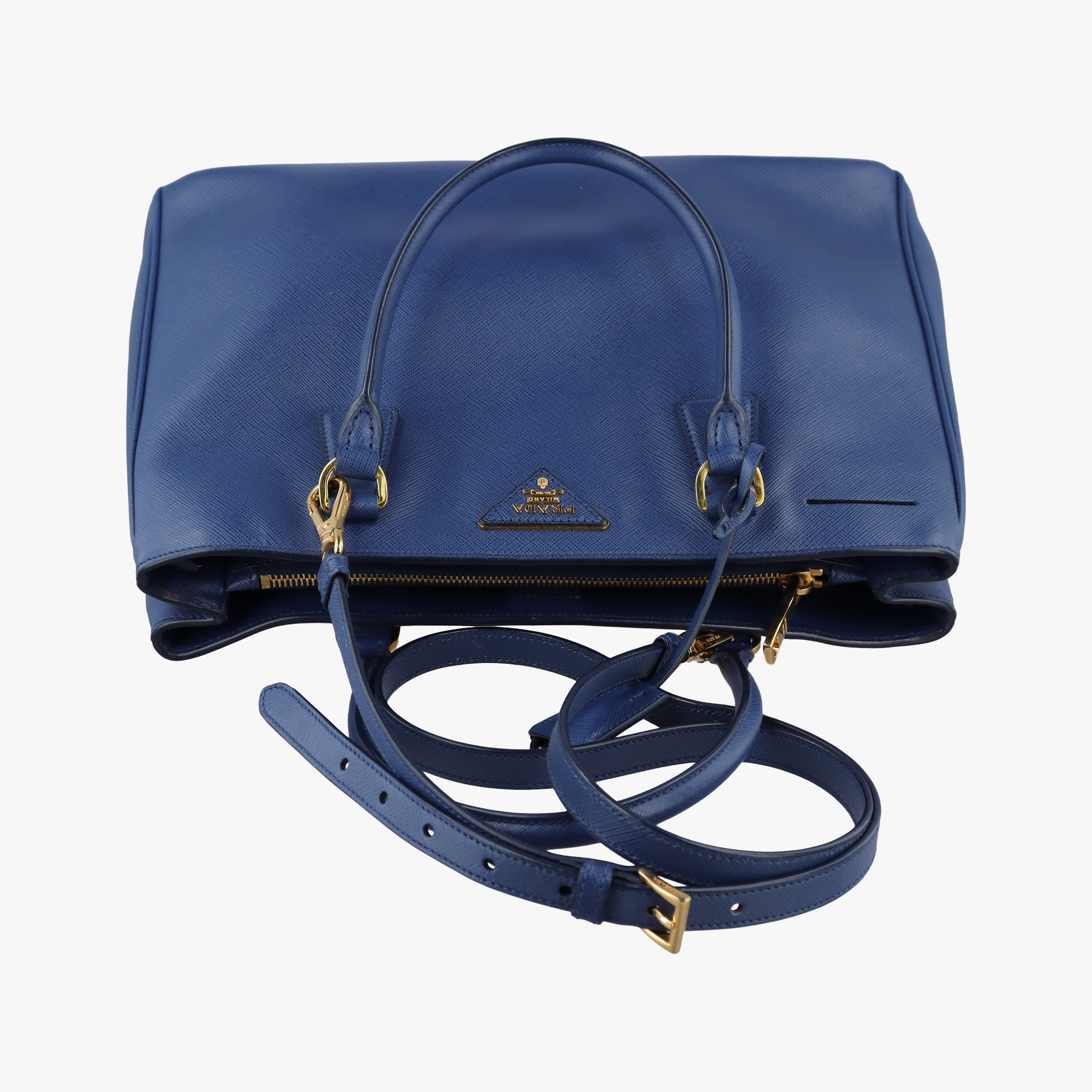 Pre-owned Prada Galleria Navy SAFFIANO Leather BN2274 shoulderbag | stylenewstar