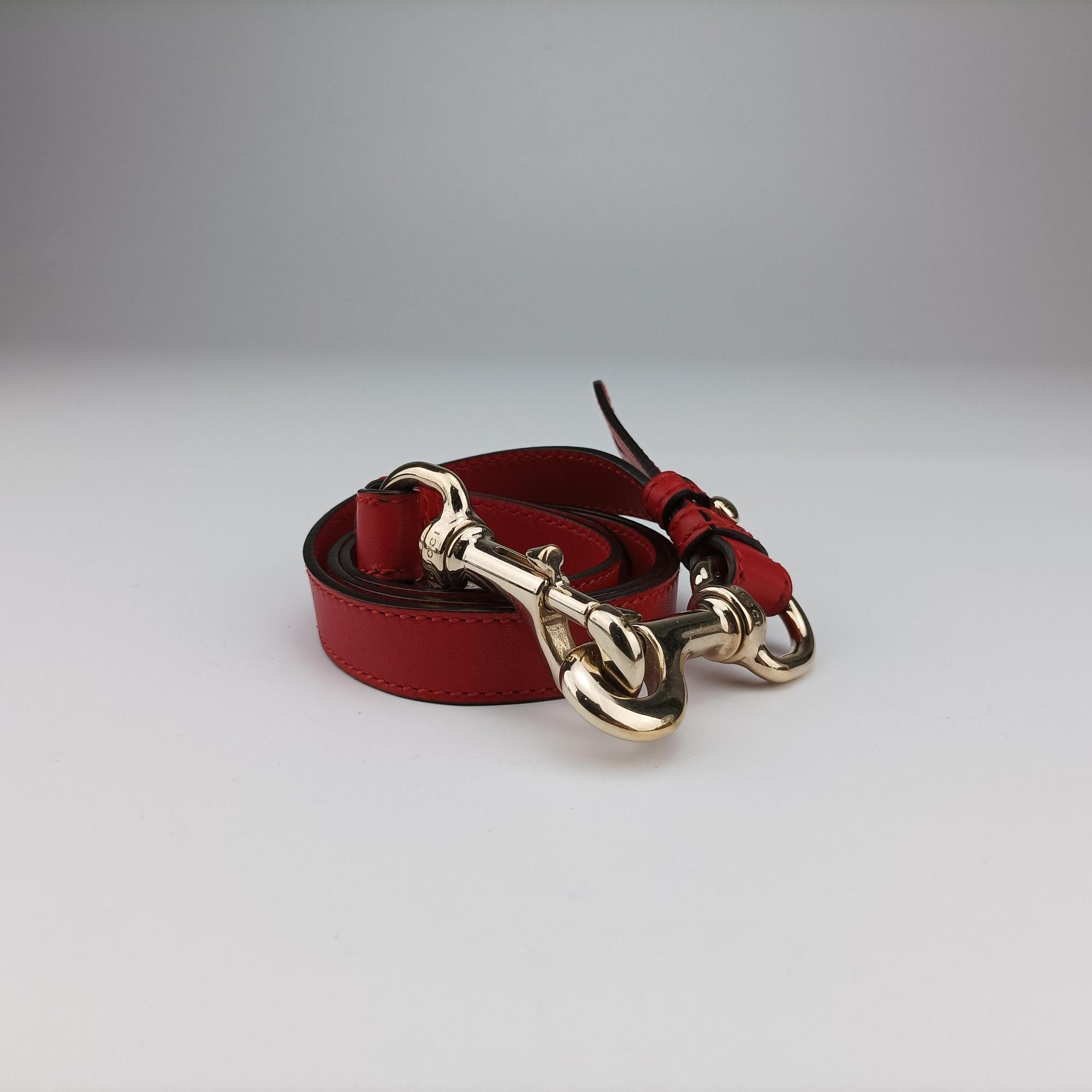 Pre-owned Gucci VALENTINE MICRO GG GUCCISSIMA khaki×red canvas×leather 282342 shoulderbag | stylenewstar