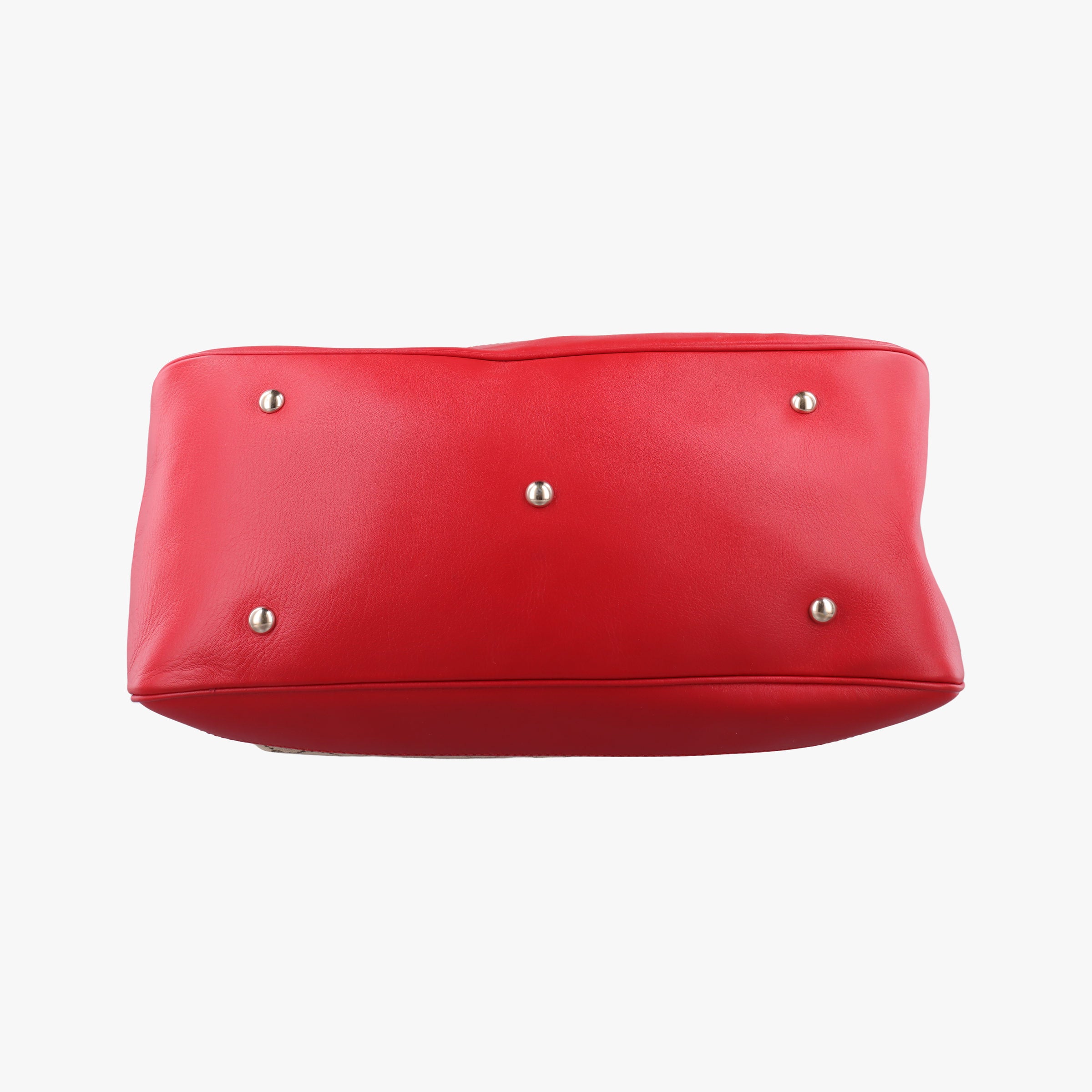 Pre-owned Gucci VALENTINE MICRO GG GUCCISSIMA khaki×red canvas×leather 282342 shoulderbag | stylenewstar