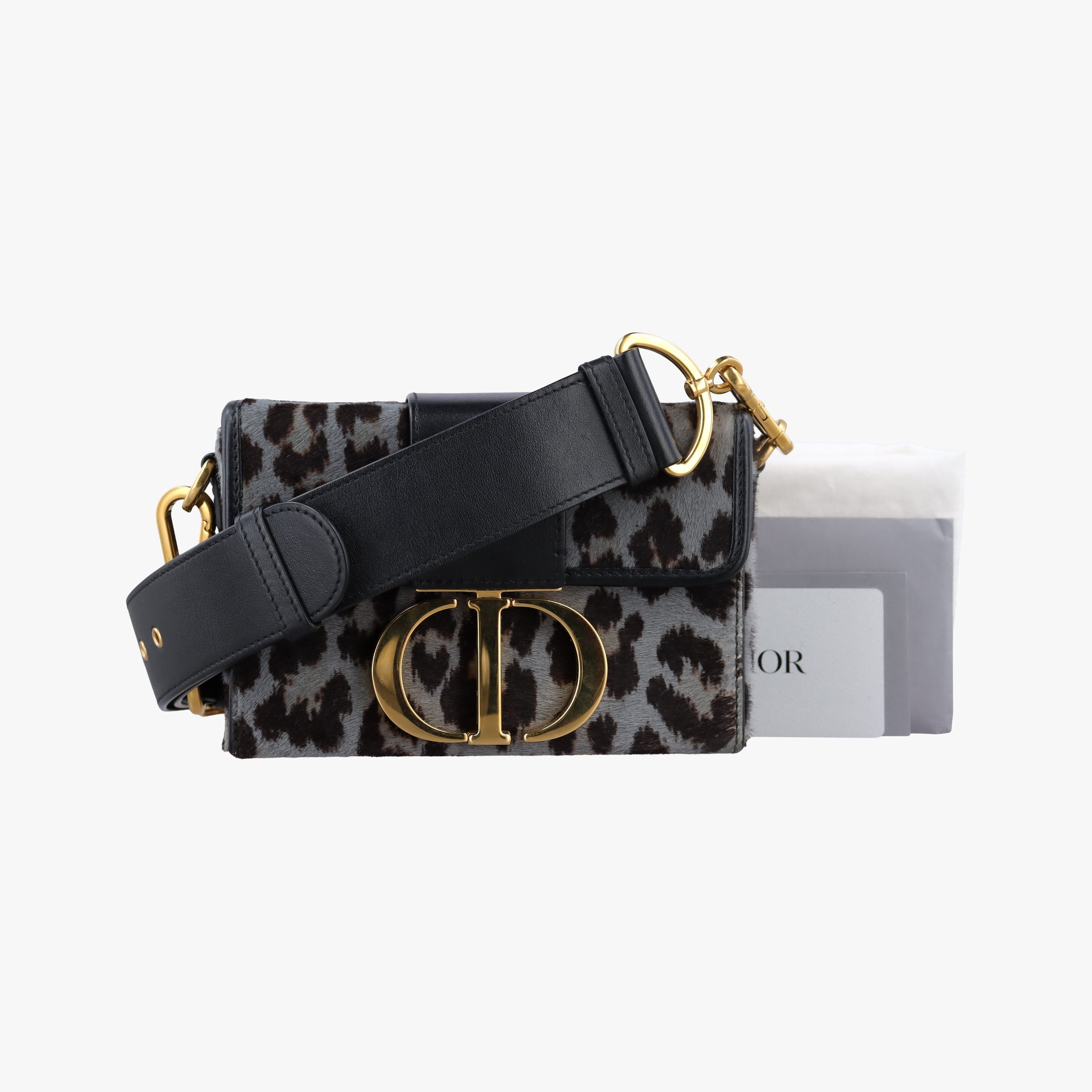 Pre-owned Christian Dior Montaigne Grey×multicolor ponyhair×leather  shoulderbag | stylenewstar