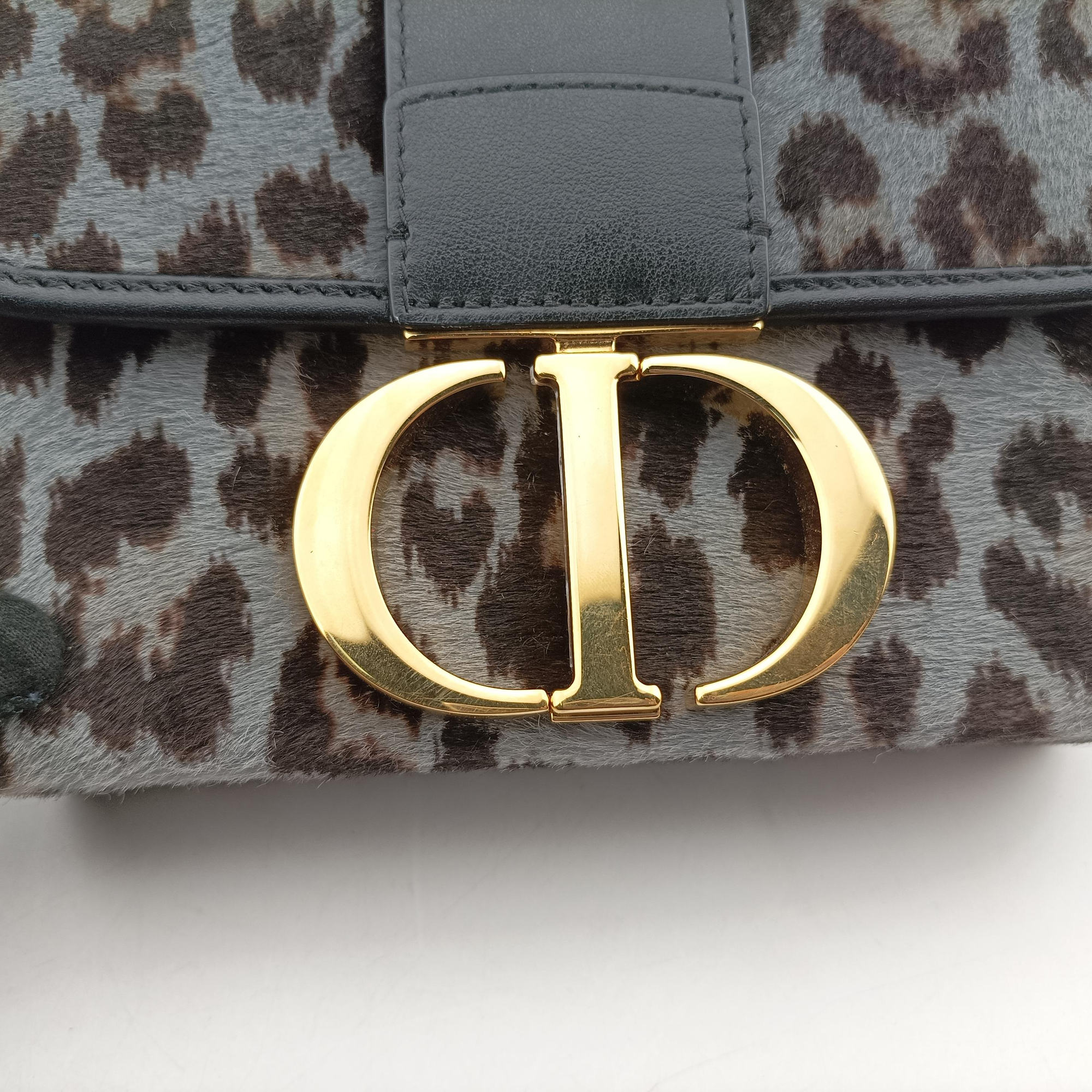 Pre-owned Christian Dior Montaigne Grey×multicolor ponyhair×leather  shoulderbag | stylenewstar
