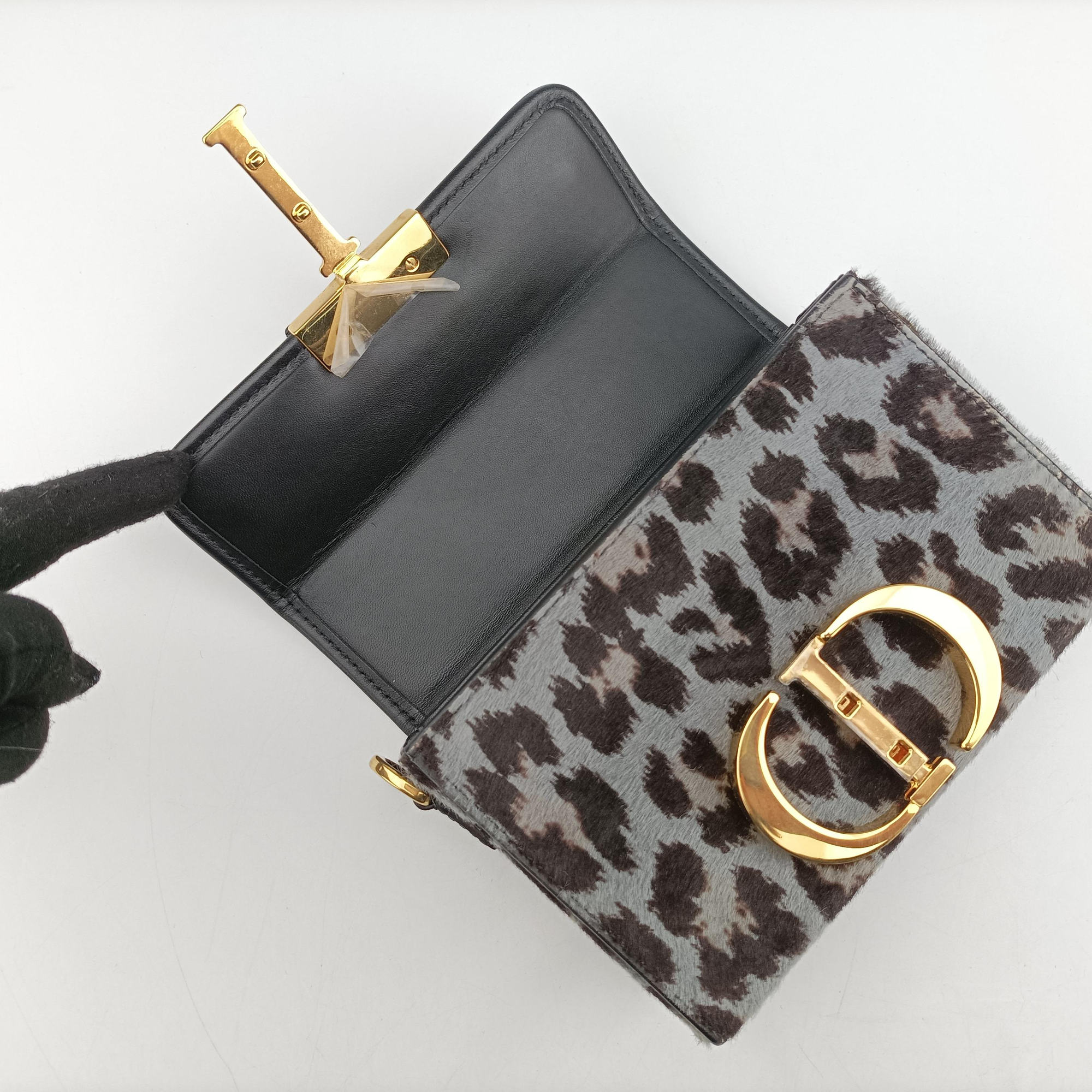 Pre-owned Christian Dior Montaigne Grey×multicolor ponyhair×leather  shoulderbag | stylenewstar