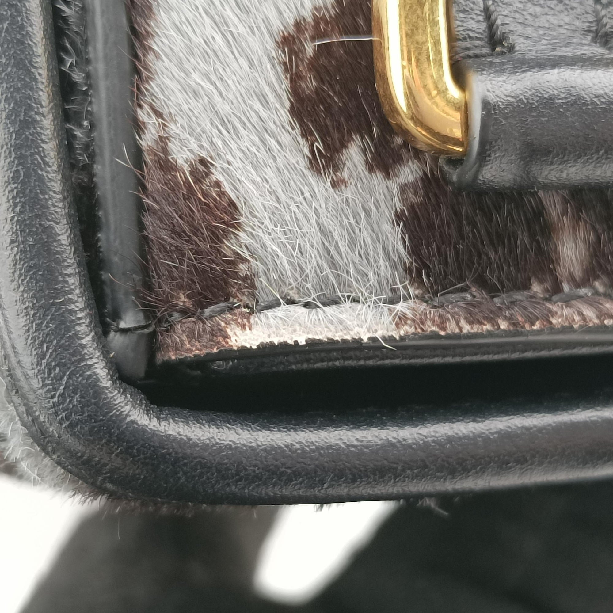 Pre-owned Christian Dior Montaigne Grey×multicolor ponyhair×leather  shoulderbag | stylenewstar