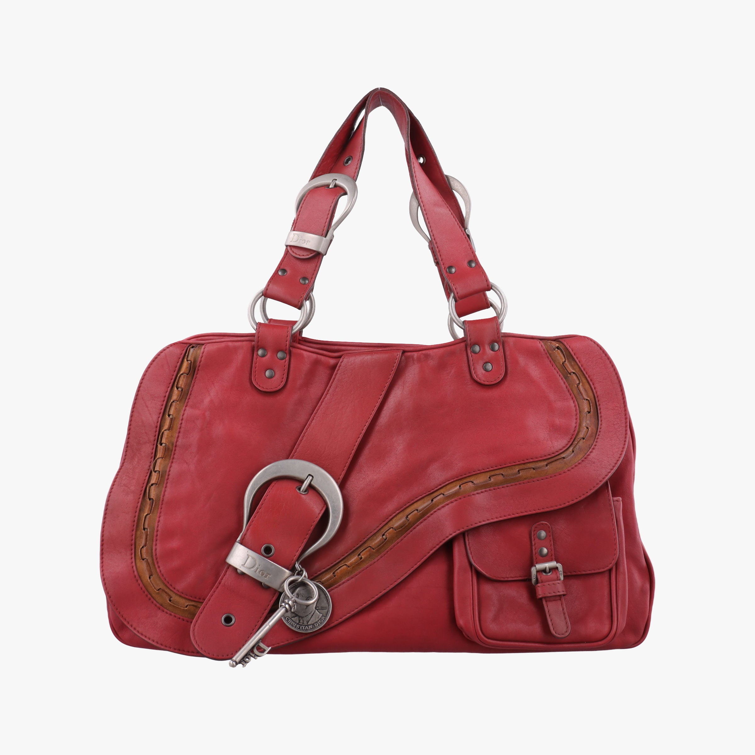 Pre-owned Christian Dior Gaucho Red Leather  handbag | stylenewstar