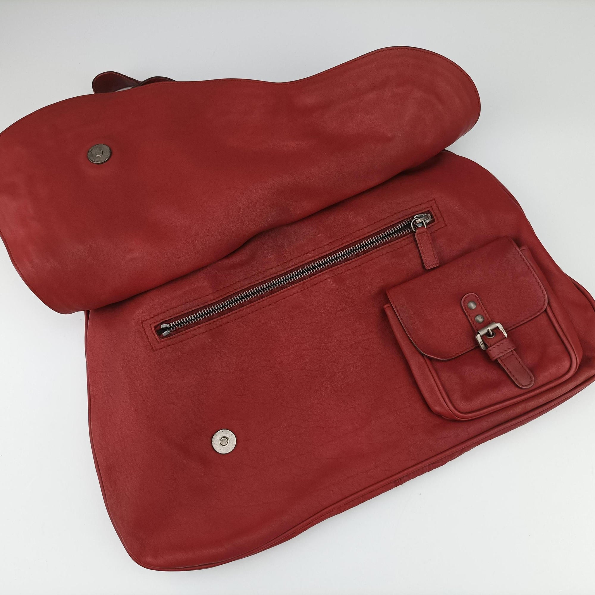 Pre-owned Christian Dior Gaucho Red Leather  handbag | stylenewstar