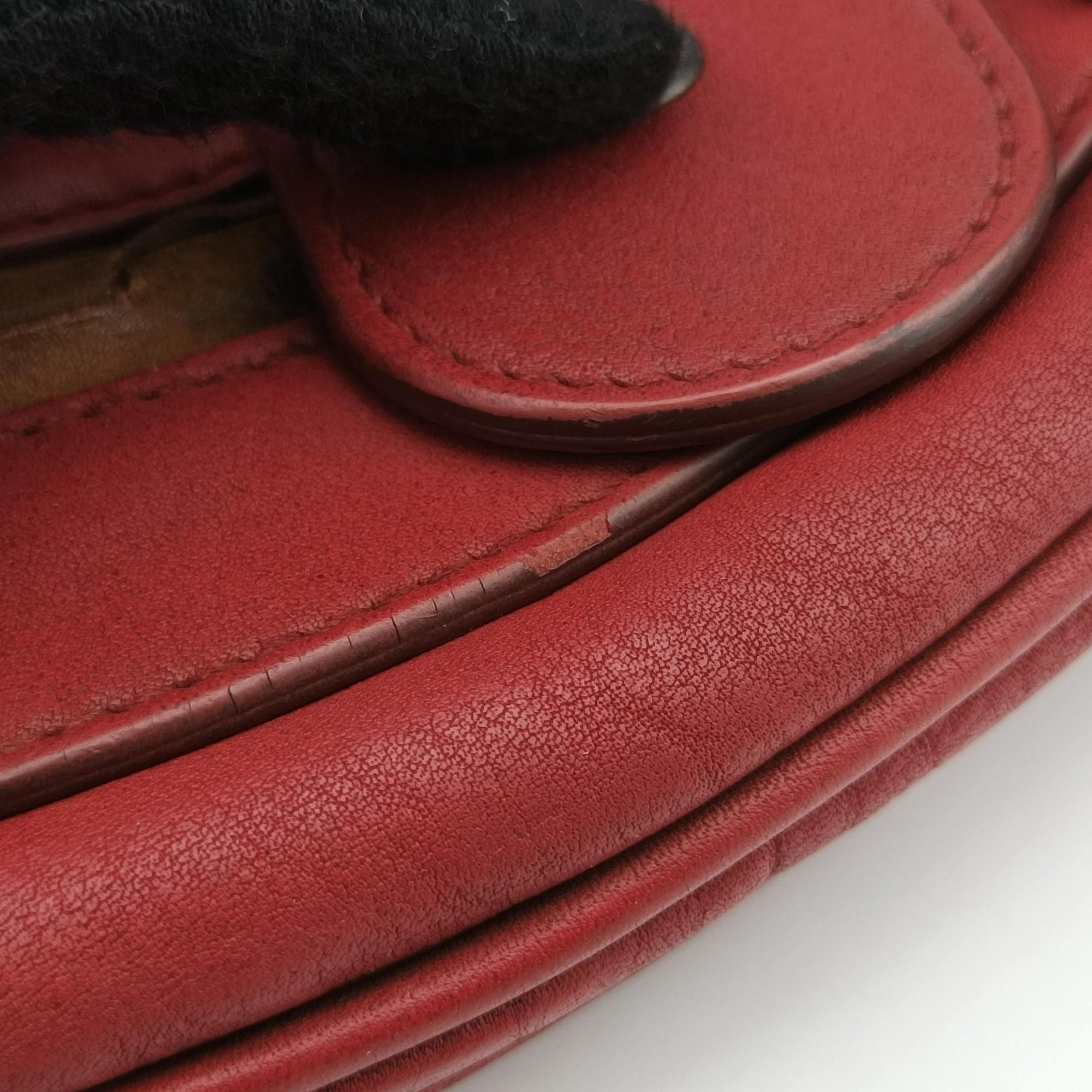 Pre-owned Christian Dior Gaucho Red Leather  handbag | stylenewstar