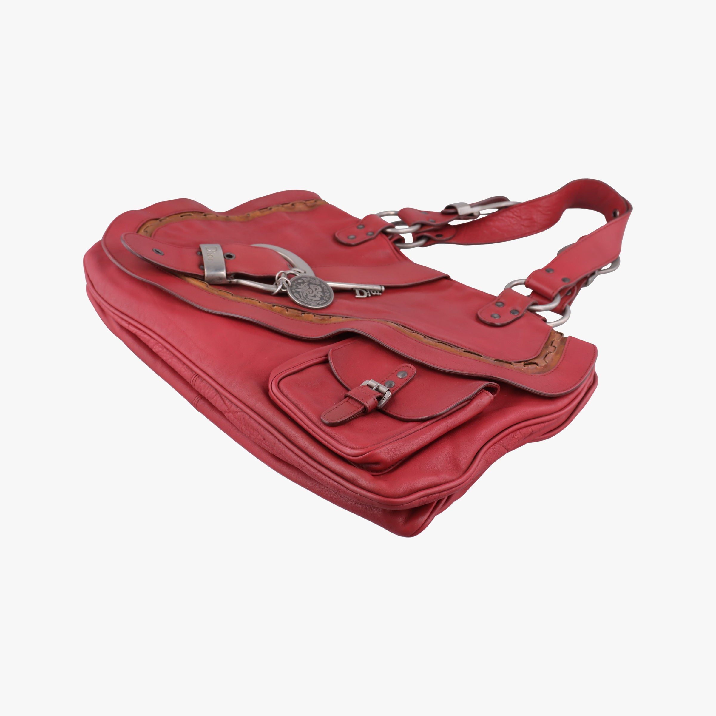 Pre-owned Christian Dior Gaucho Red Leather  handbag | stylenewstar