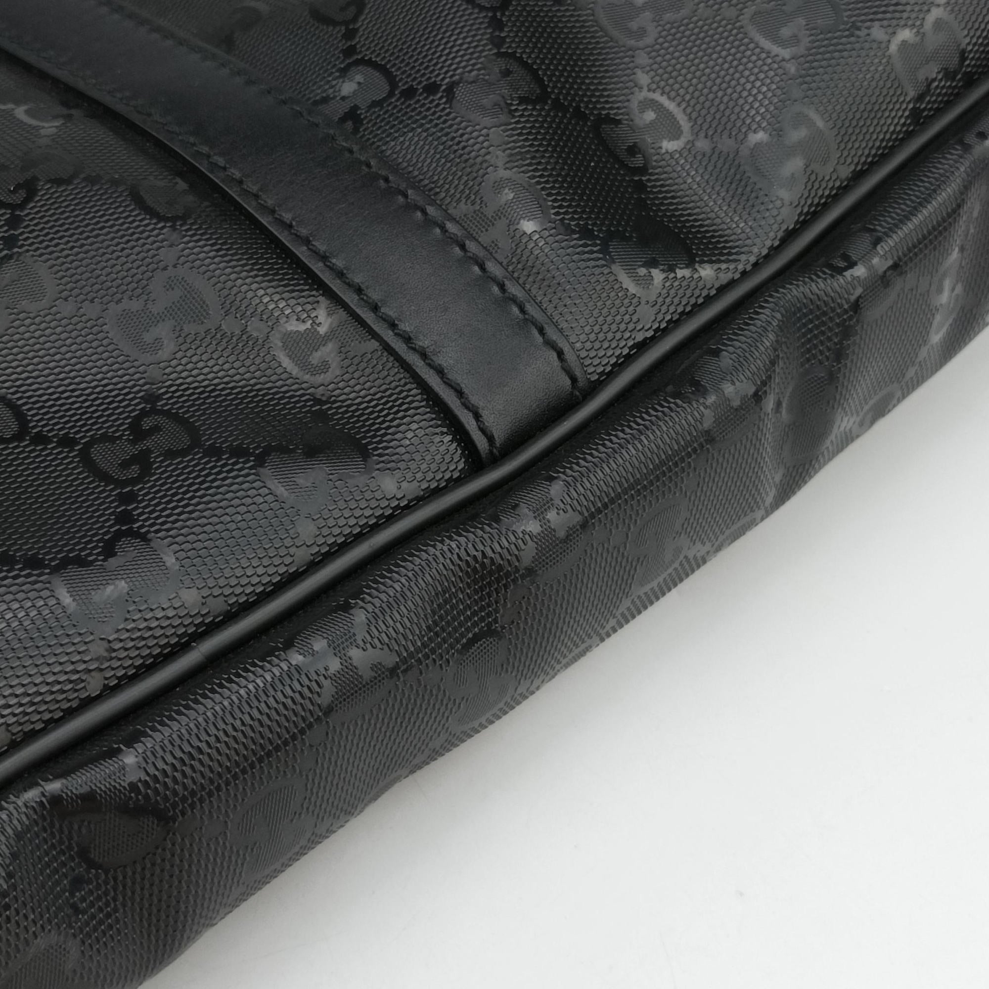 Pre-owned Gucci GG Imprime Briefcase Black PVC coated canvas x leather 201480 handbag | stylenewstar