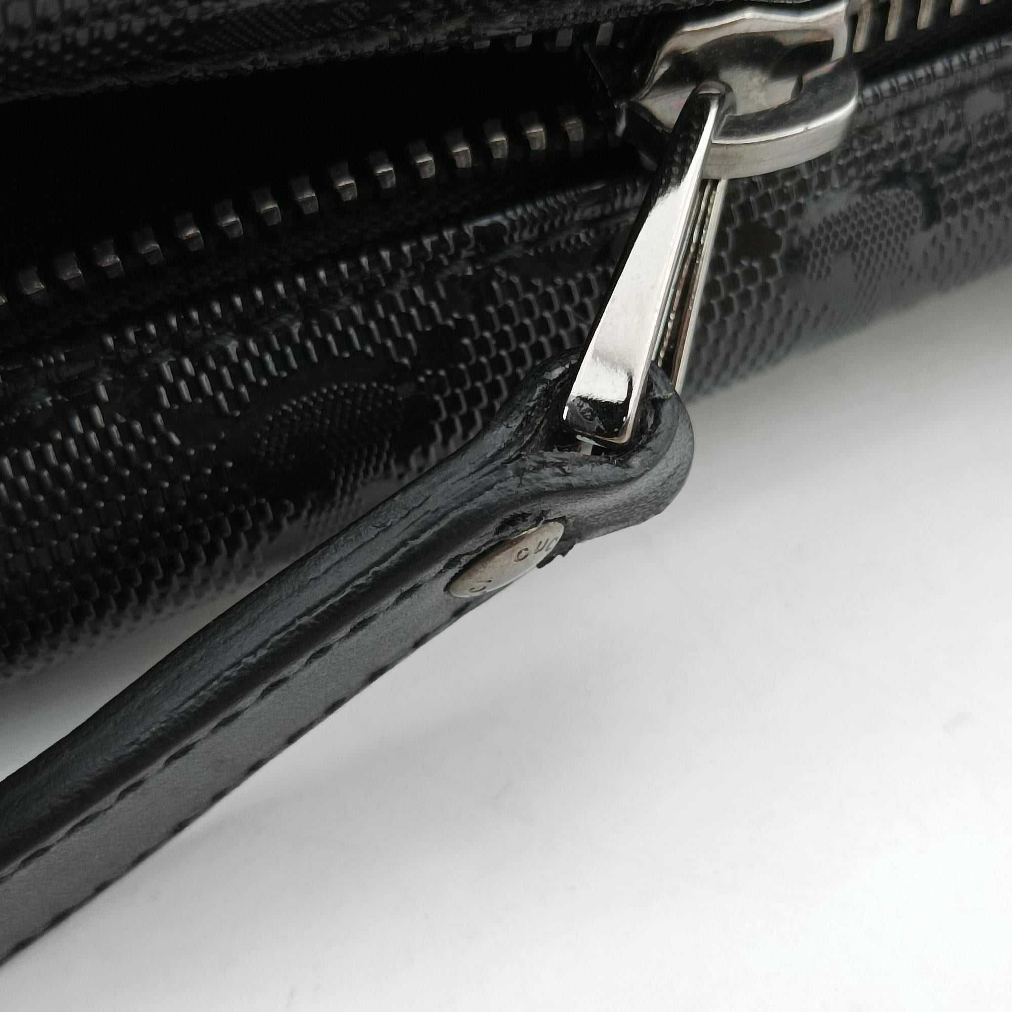 Pre-owned Gucci GG Imprime Briefcase Black PVC coated canvas x leather 201480 handbag | stylenewstar