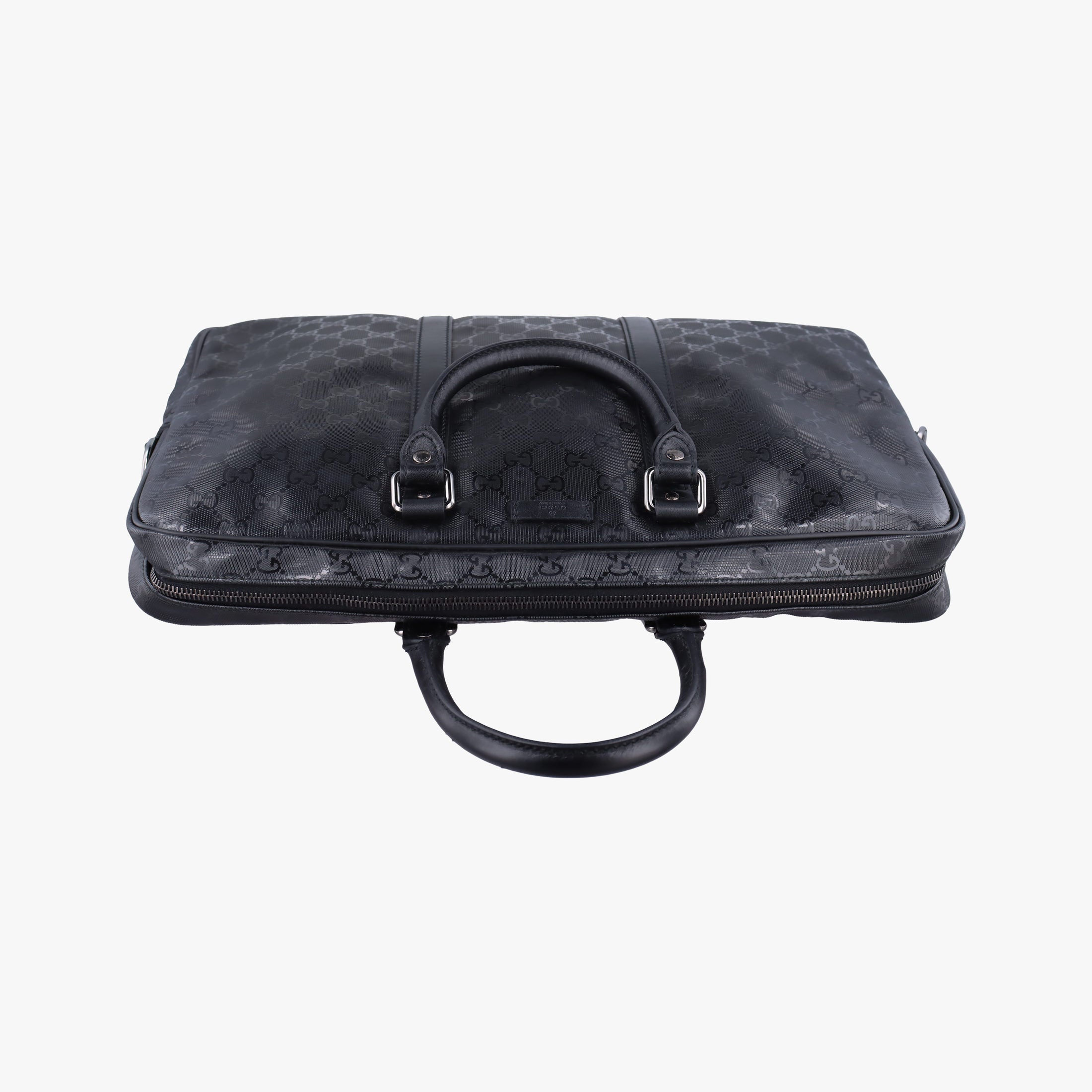 Pre-owned Gucci GG Imprime Briefcase Black PVC coated canvas x leather 201480 handbag | stylenewstar
