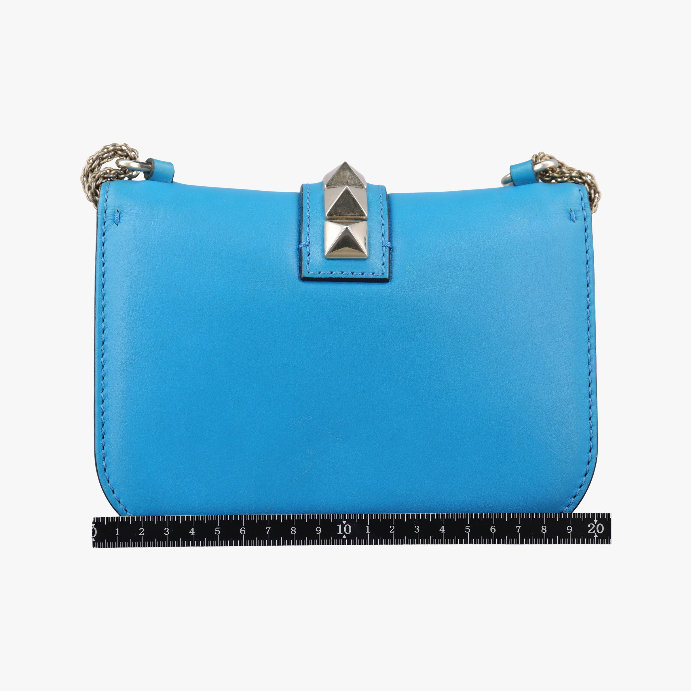 Pre-owned Valentino Rockstud Glam Lock Blue Leather  shoulderbag | stylenewstar