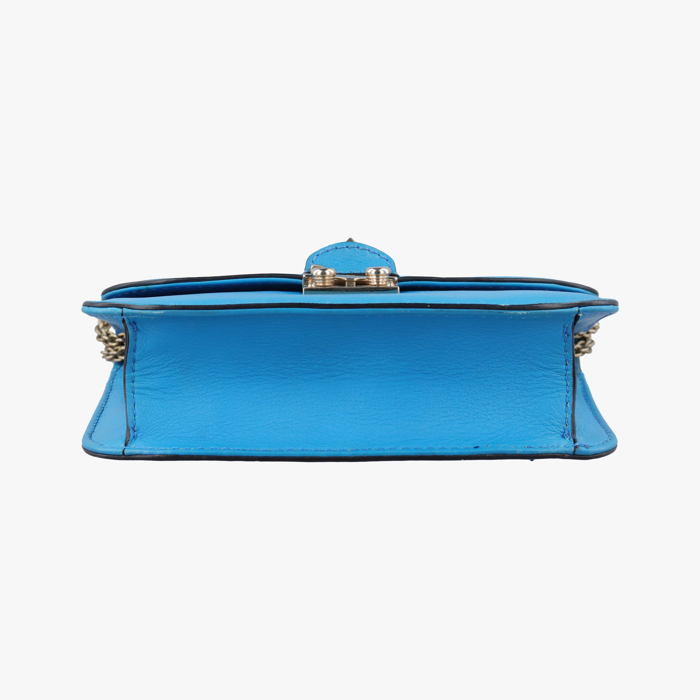 Pre-owned Valentino Rockstud Glam Lock Blue Leather  shoulderbag | stylenewstar