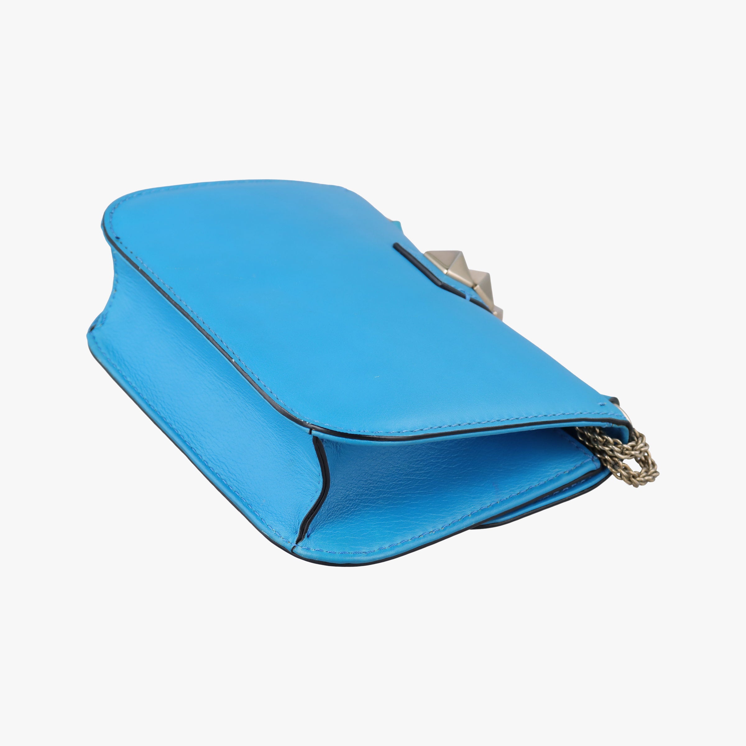 Pre-owned Valentino Rockstud Glam Lock Blue Leather  shoulderbag | stylenewstar