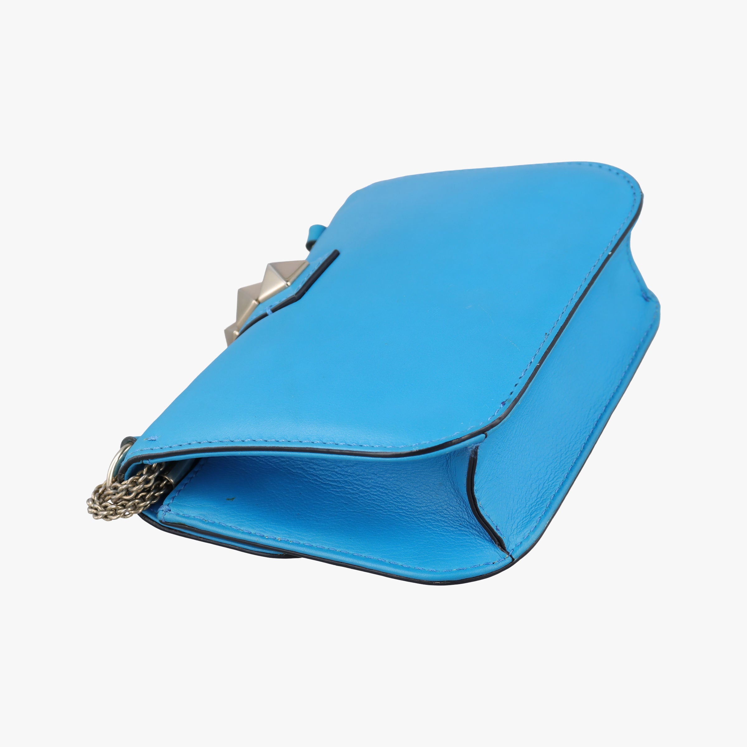 Pre-owned Valentino Rockstud Glam Lock Blue Leather  shoulderbag | stylenewstar