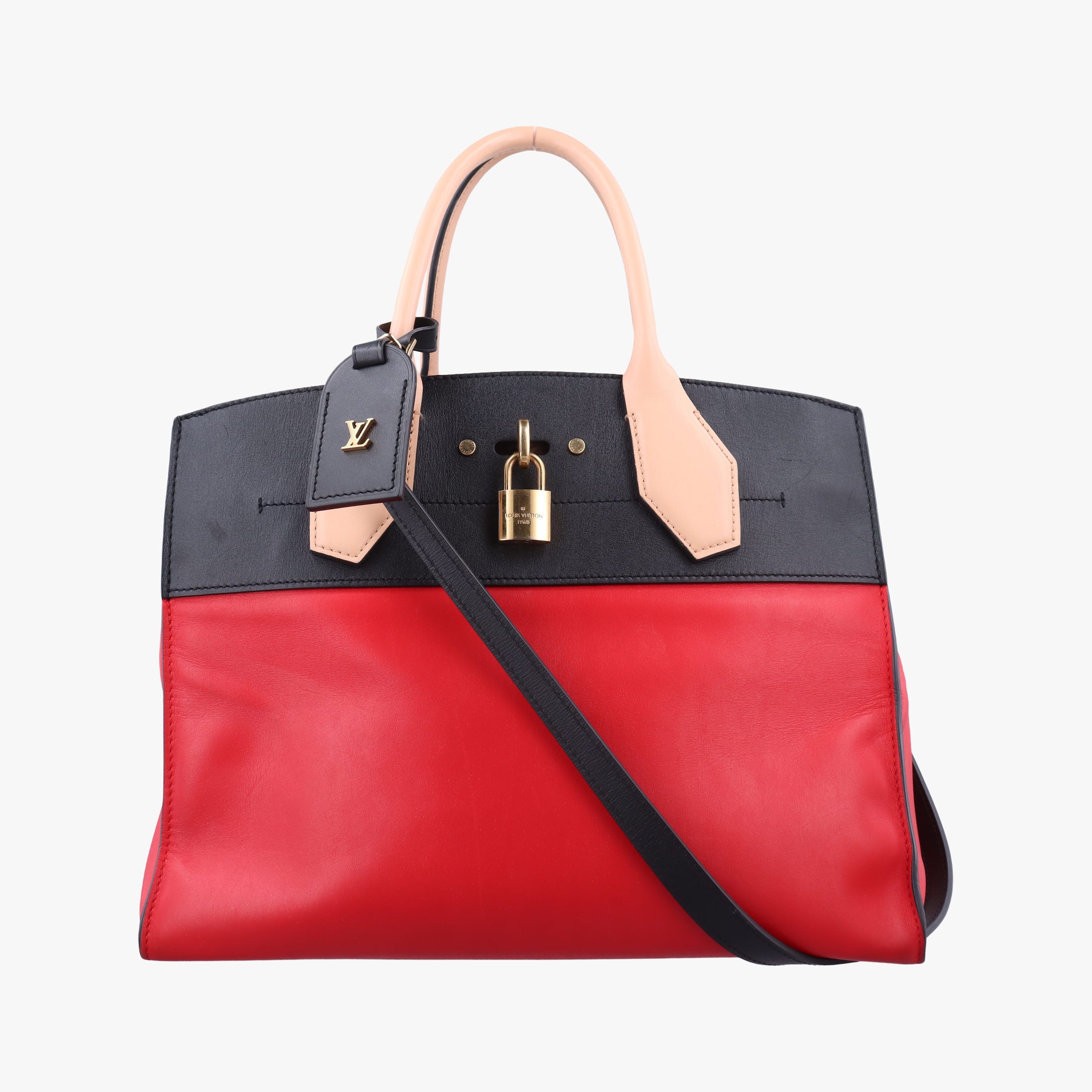 Pre-owned Louis Vuitton City Steamer MM Ruby×Noir Leather M42594 shoulderbag | stylenewstar