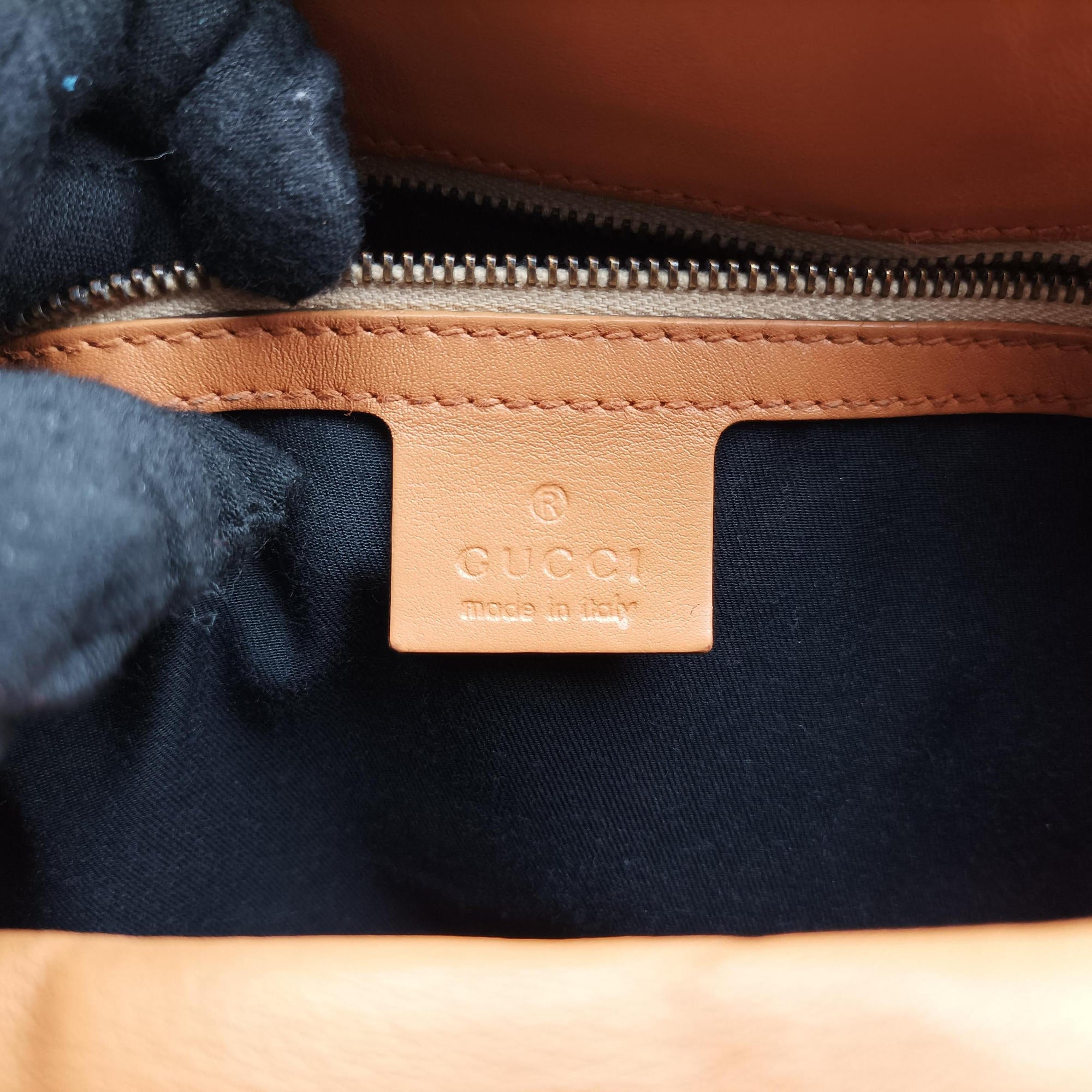 Pre-owned Gucci GG Canvas Icon Bit Black x orange Canvas×leather 124332 shoulderbag | stylenewstar