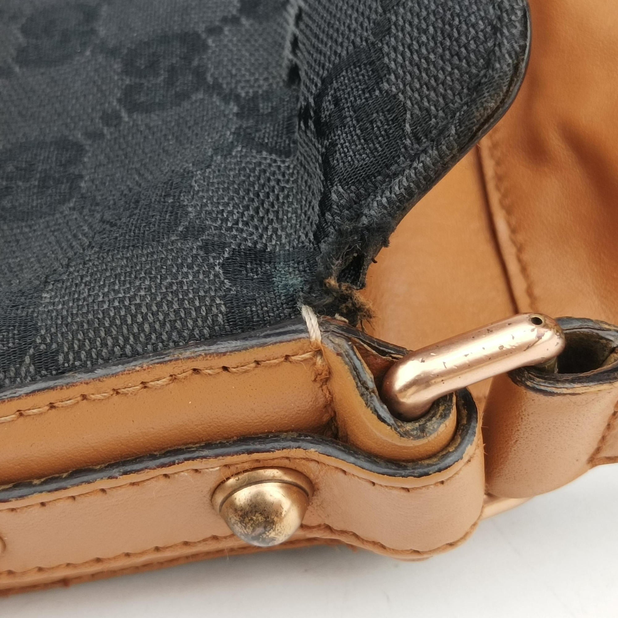 Pre-owned Gucci GG Canvas Icon Bit Black x orange Canvas×leather 124332 shoulderbag | stylenewstar