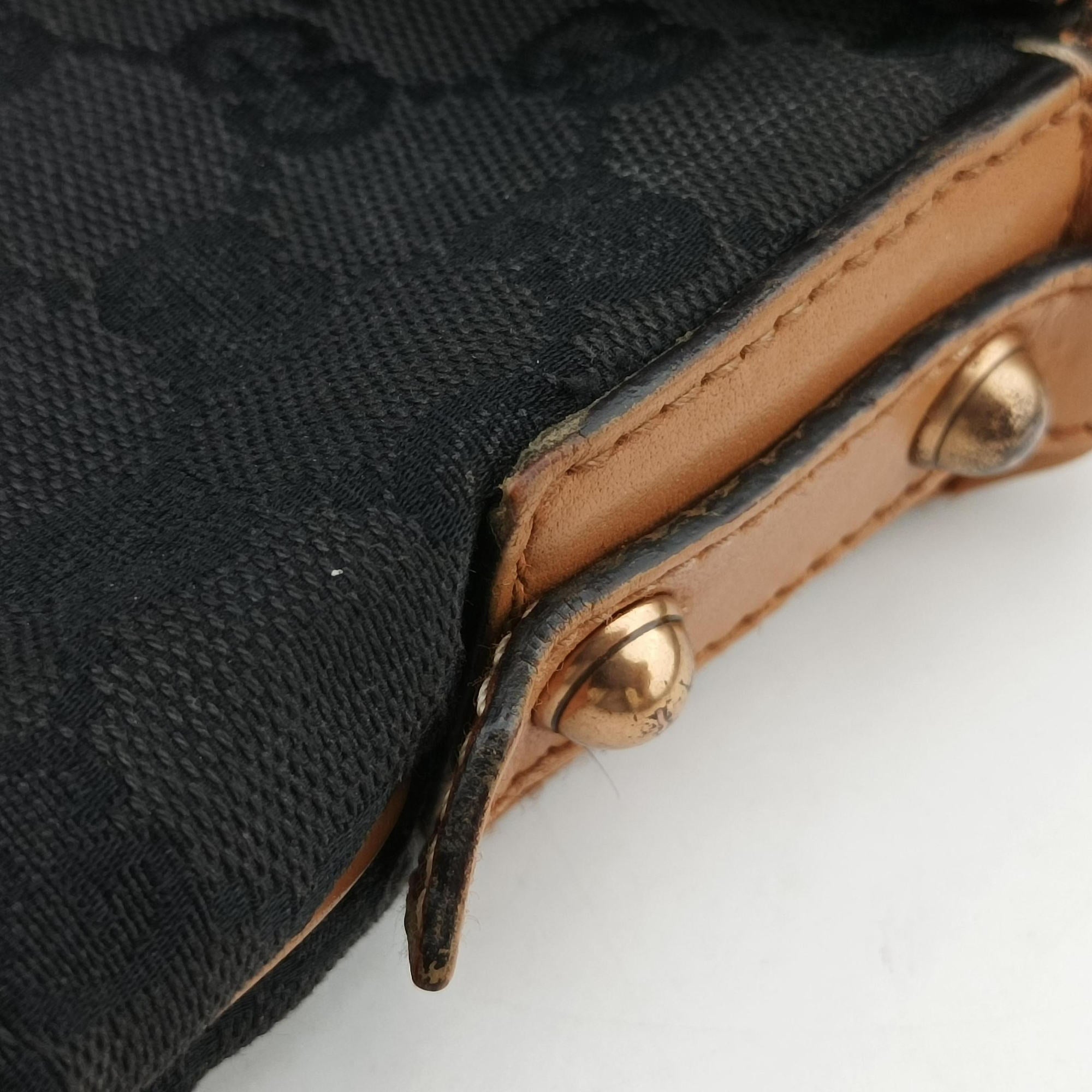 Pre-owned Gucci GG Canvas Icon Bit Black x orange Canvas×leather 124332 shoulderbag | stylenewstar