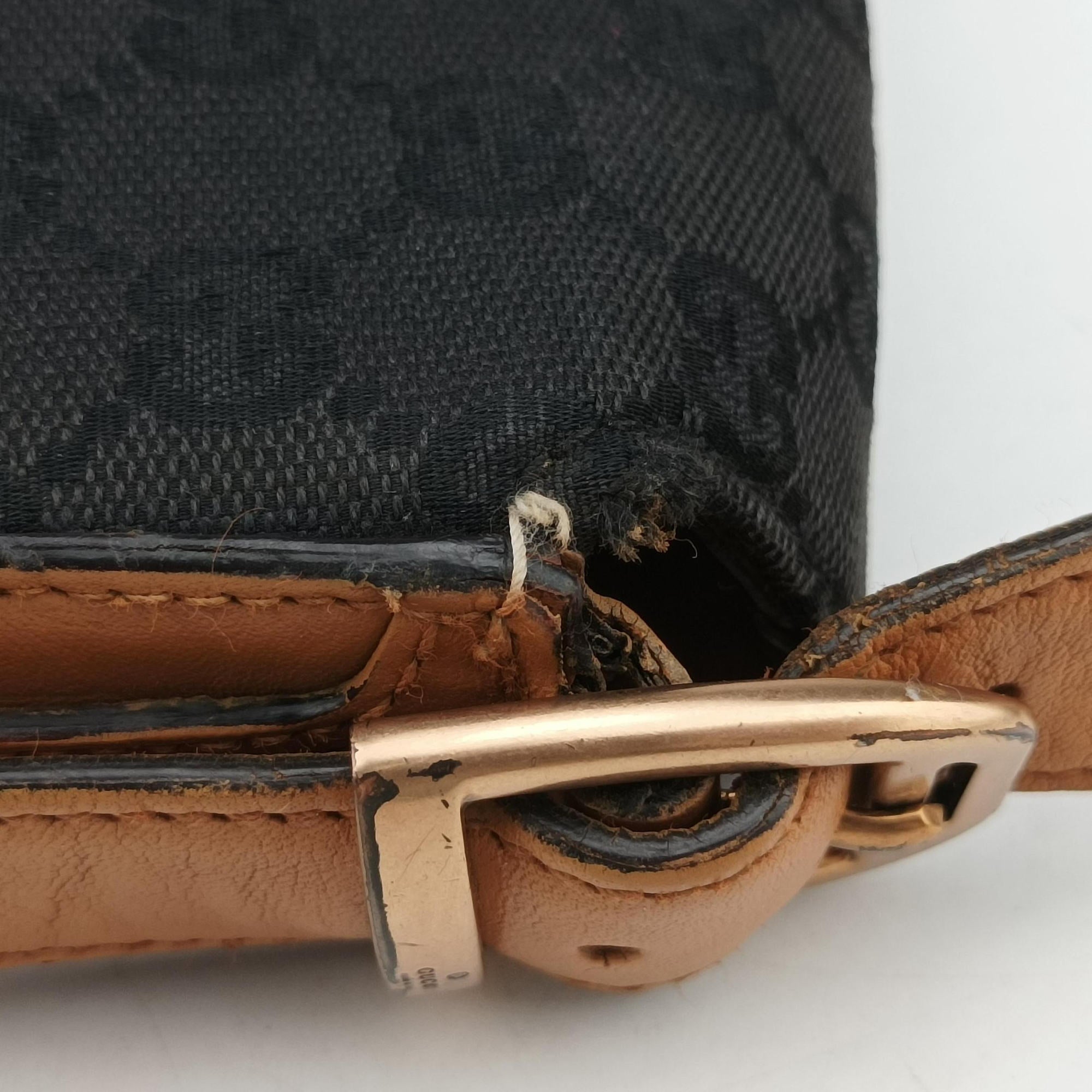 Pre-owned Gucci GG Canvas Icon Bit Black x orange Canvas×leather 124332 shoulderbag | stylenewstar