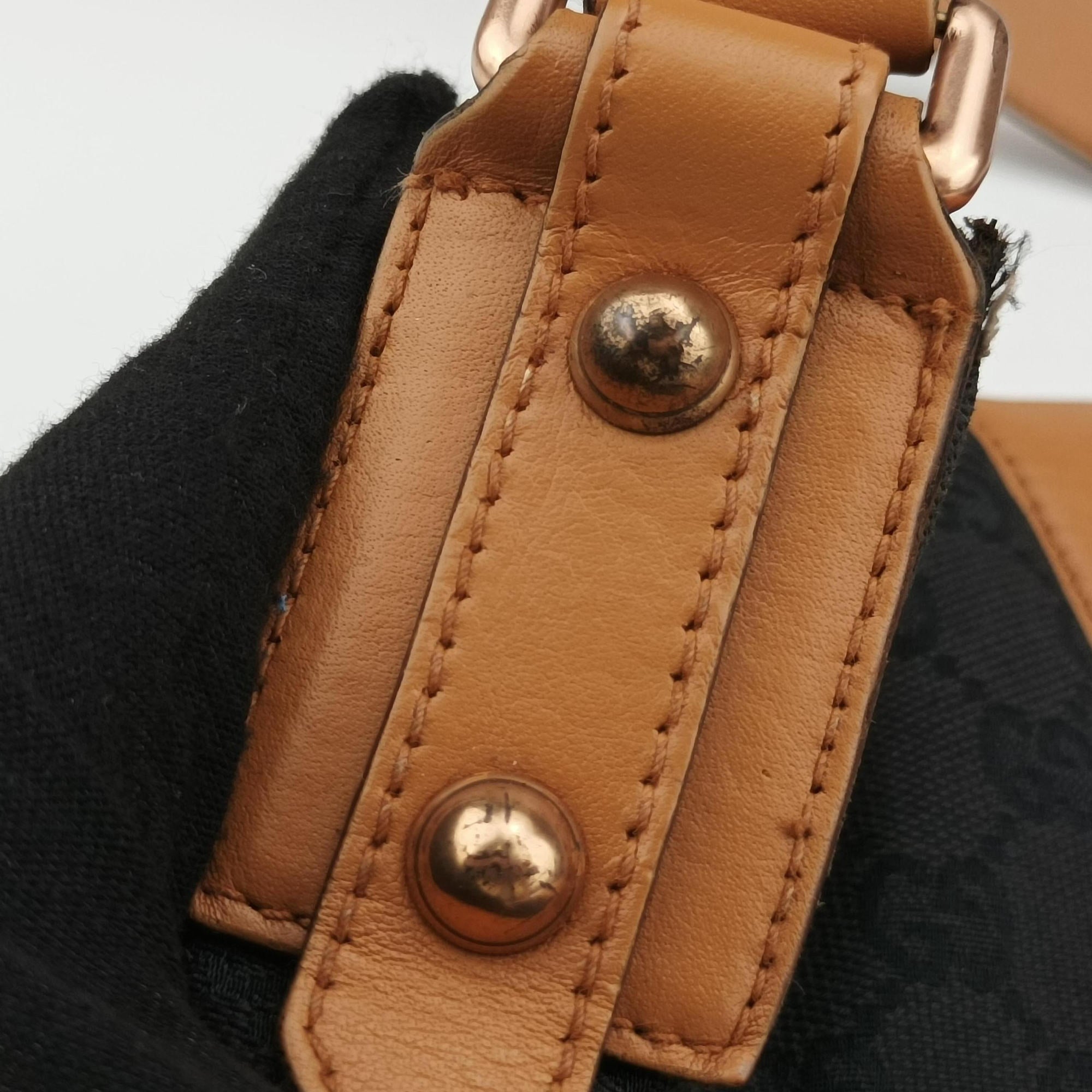 Pre-owned Gucci GG Canvas Icon Bit Black x orange Canvas×leather 124332 shoulderbag | stylenewstar