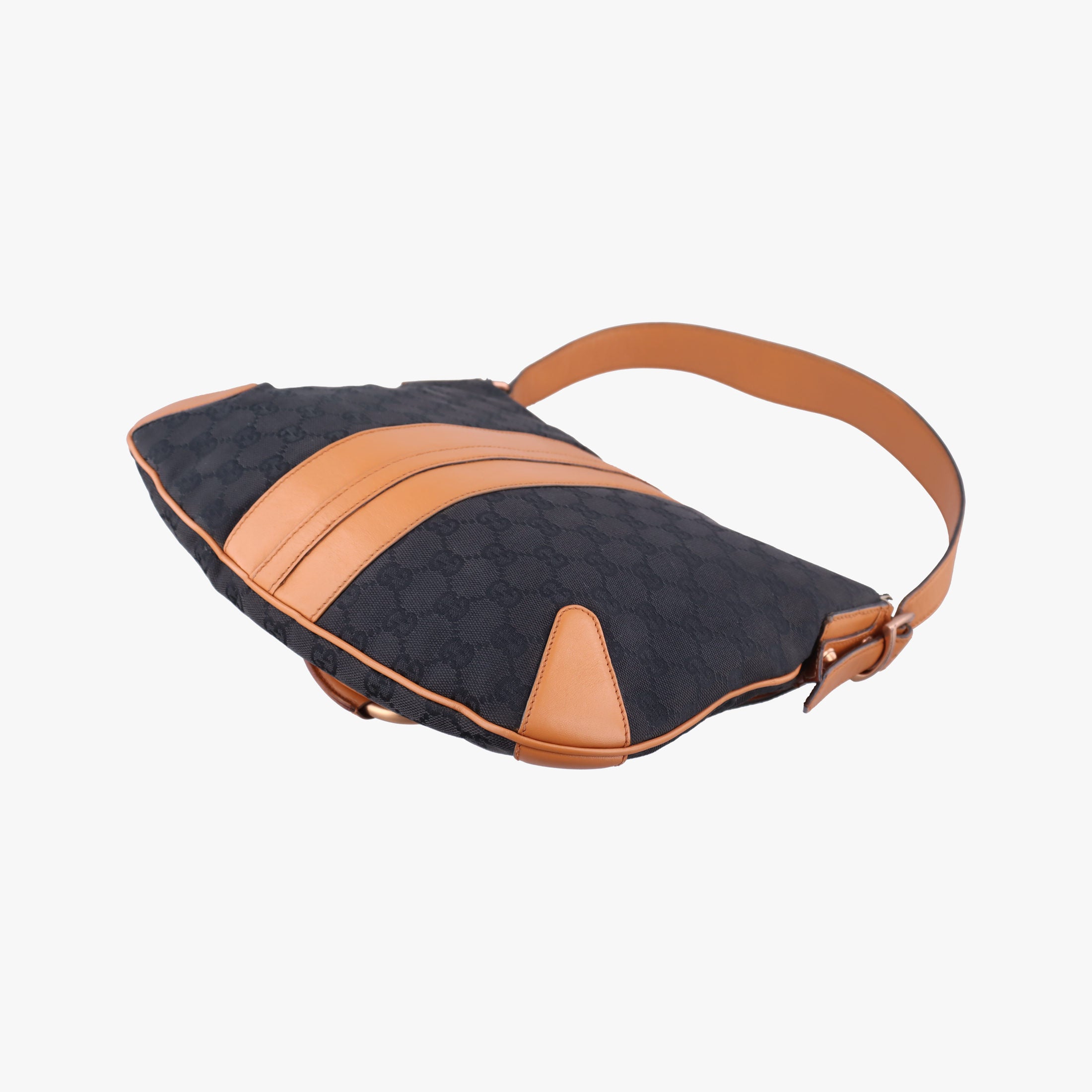Pre-owned Gucci GG Canvas Icon Bit Black x orange Canvas×leather 124332 shoulderbag | stylenewstar