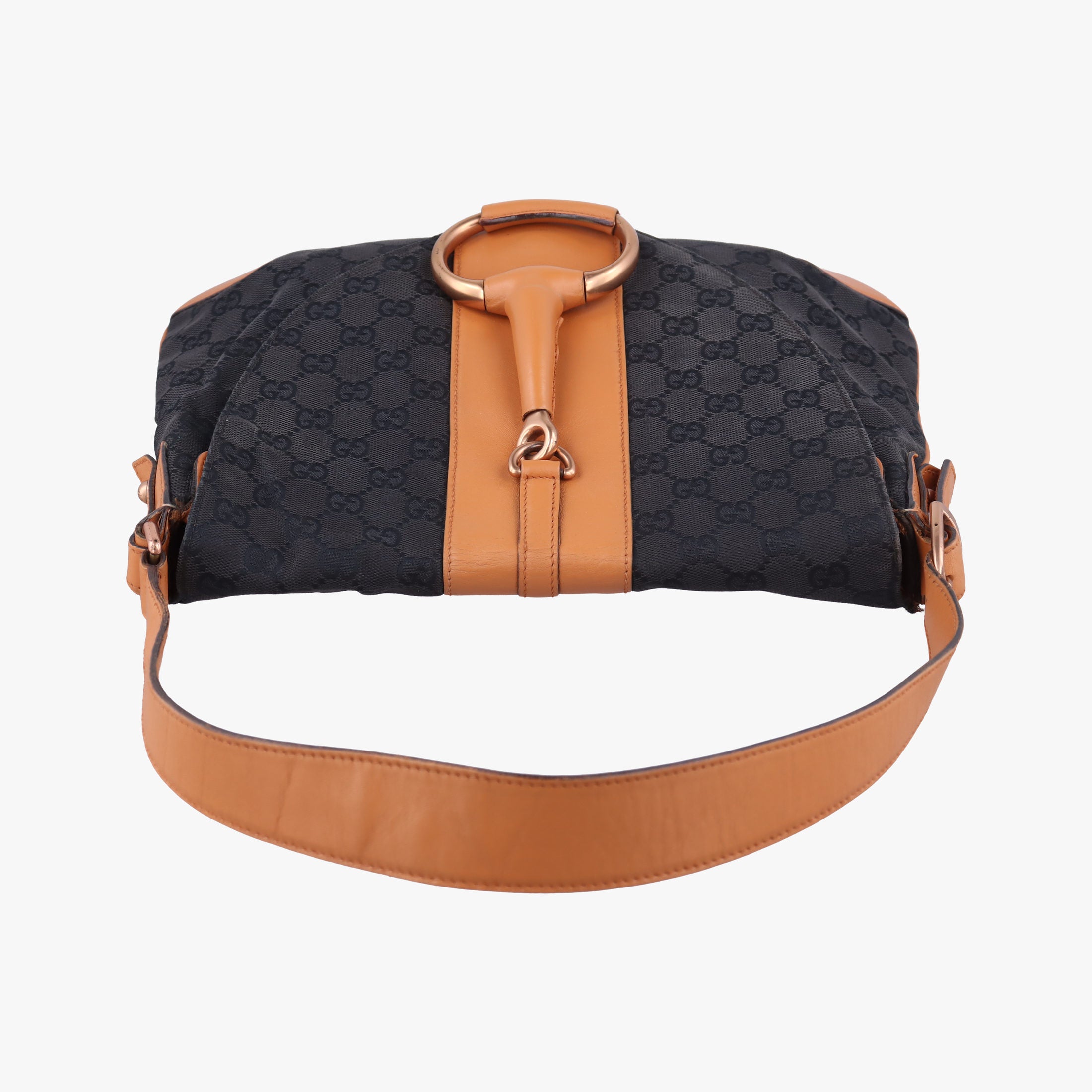 Pre-owned Gucci GG Canvas Icon Bit Black x orange Canvas×leather 124332 shoulderbag | stylenewstar