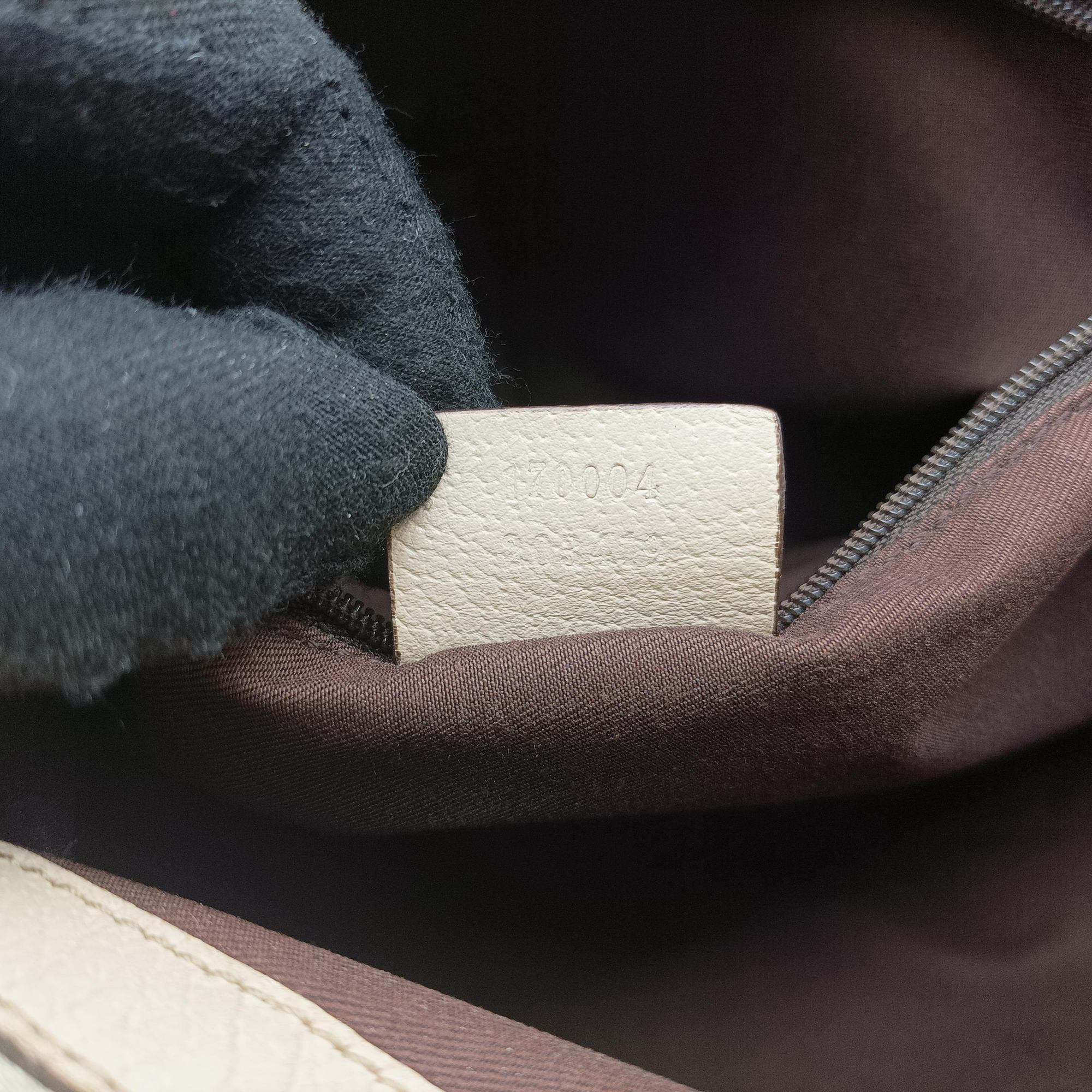 Pre-owned Gucci GG Abbey Beige×White CanvasxLeather 170004 shoulderbag | stylenewstar