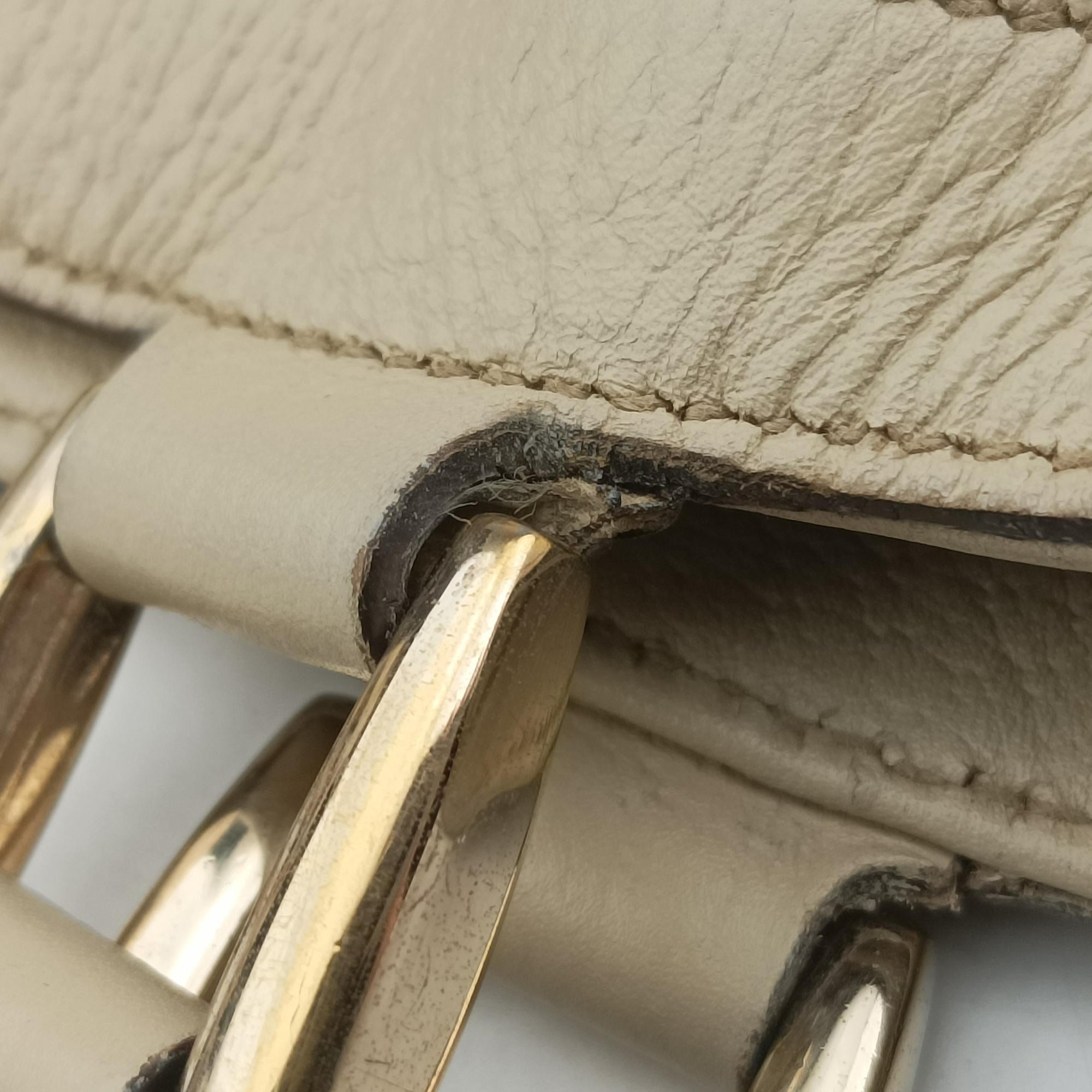 Pre-owned Gucci GG Abbey Beige×White CanvasxLeather 170004 shoulderbag | stylenewstar