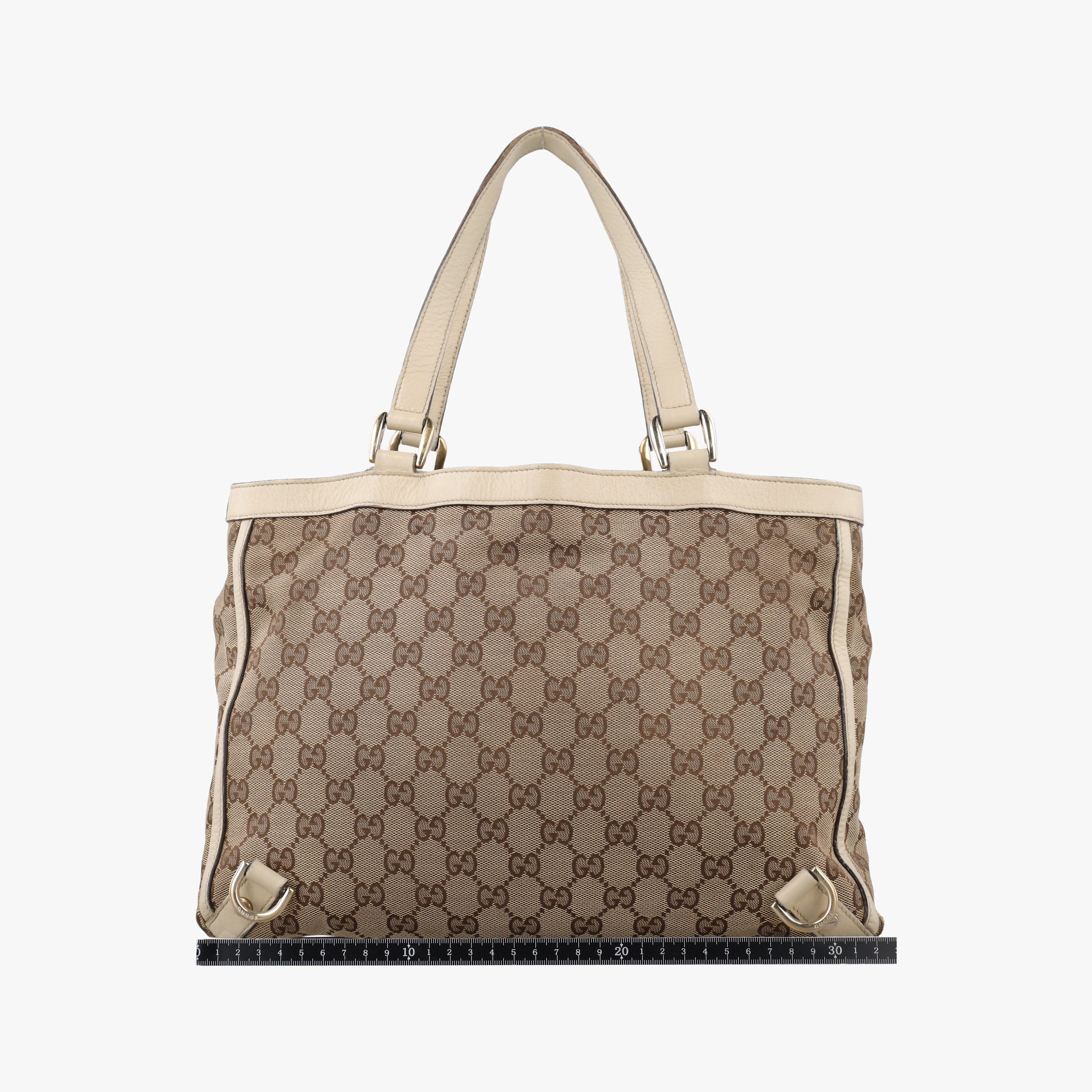 Pre-owned Gucci GG Abbey Beige×White CanvasxLeather 170004 shoulderbag | stylenewstar