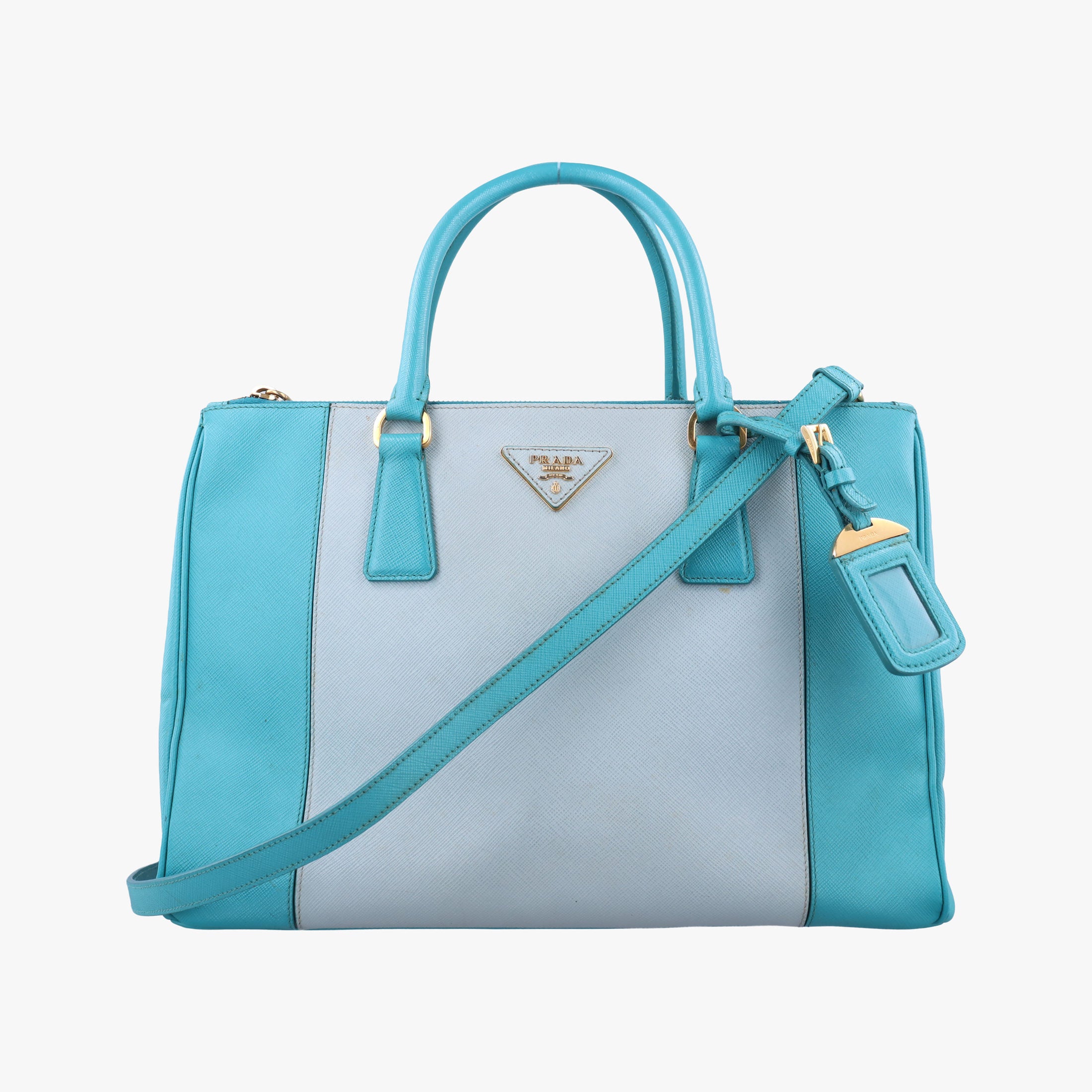 Secondhand Prada Galleria Blue×Light blue SAFFIANO Leather B2274C shoulderbag | stylenewstar