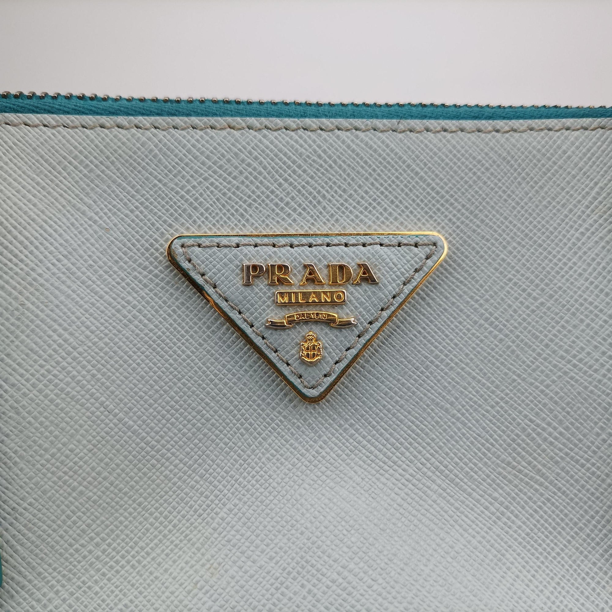 Secondhand Prada Galleria Blue×Light blue SAFFIANO Leather B2274C shoulderbag | stylenewstar