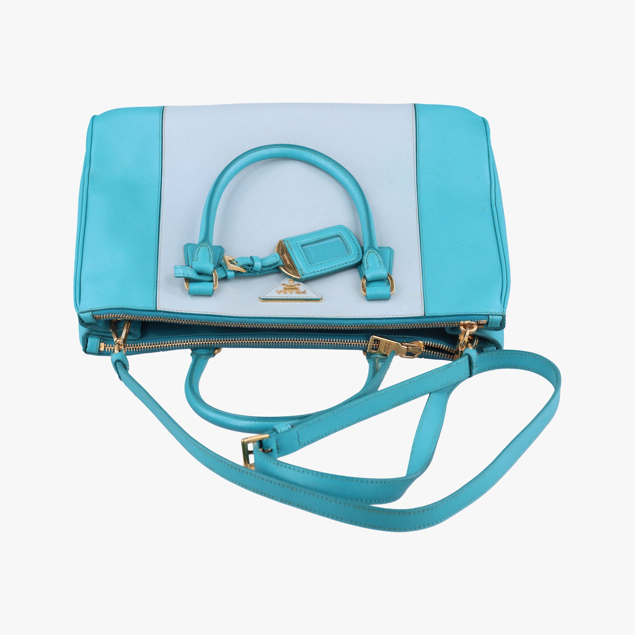 Secondhand Prada Galleria Blue×Light blue SAFFIANO Leather B2274C shoulderbag | stylenewstar