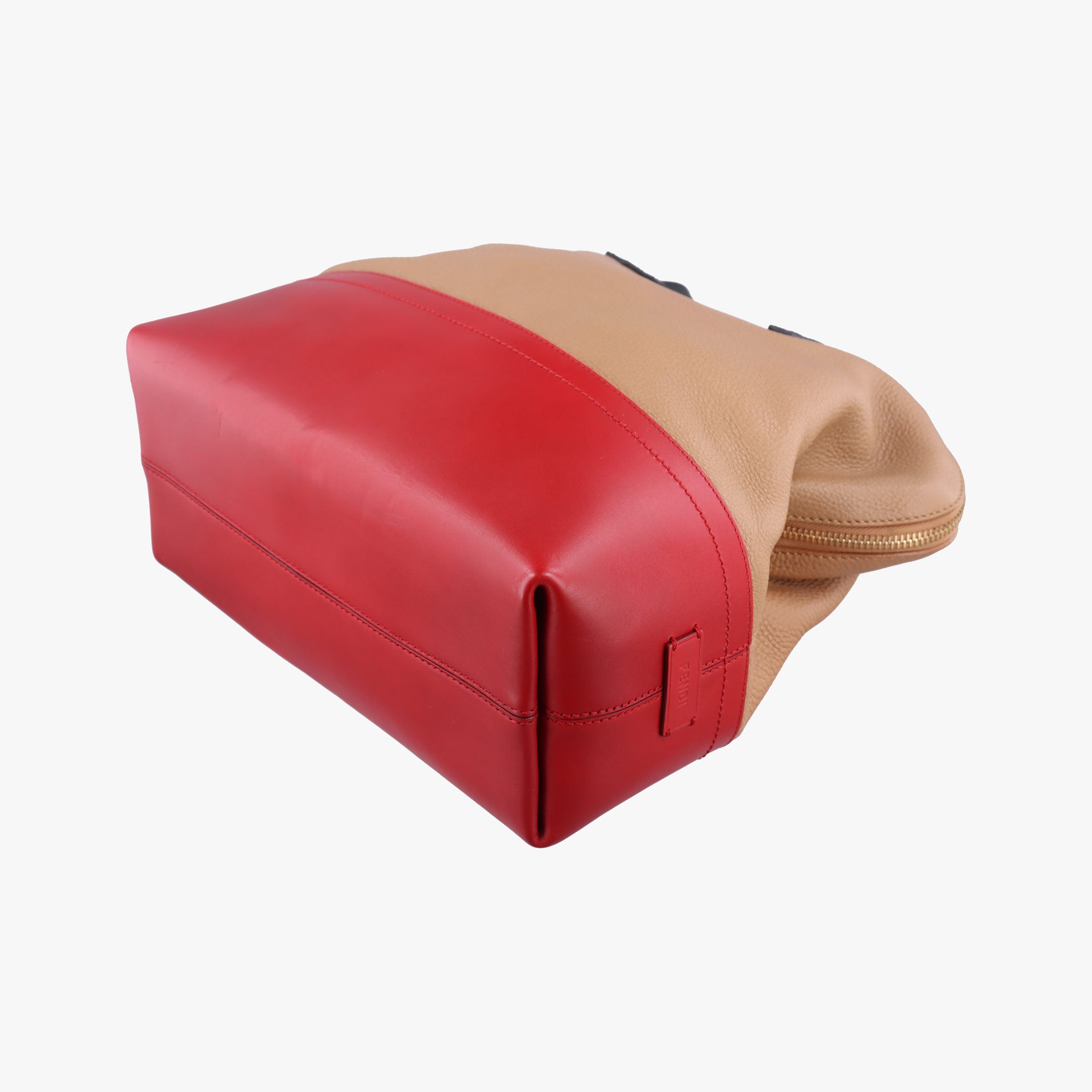 Pre-owned Fendi 2 Bag Tone Beige×Red×Black Leather 8BN232 shoulderbag | stylenewstar