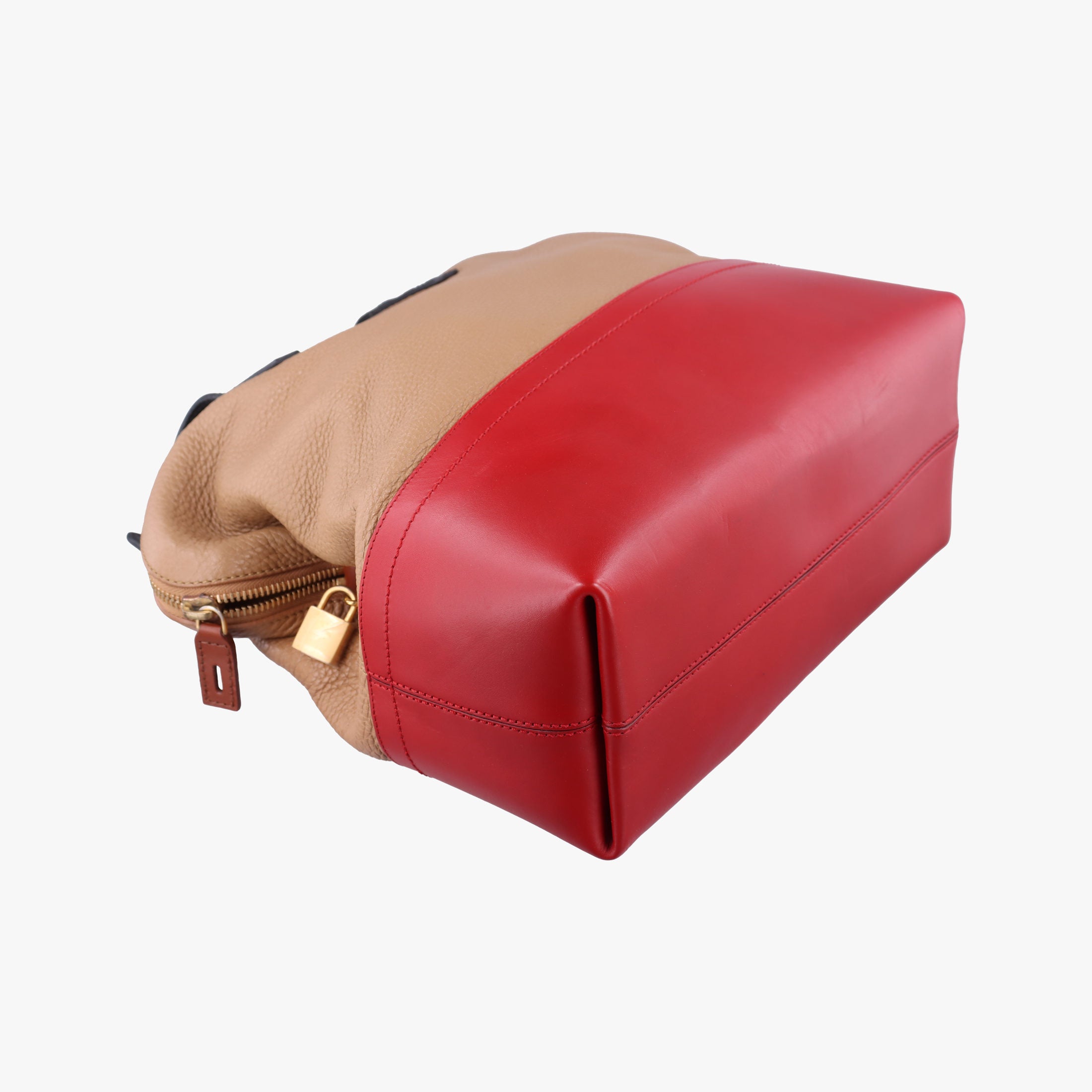 Pre-owned Fendi 2 Bag Tone Beige×Red×Black Leather 8BN232 shoulderbag | stylenewstar