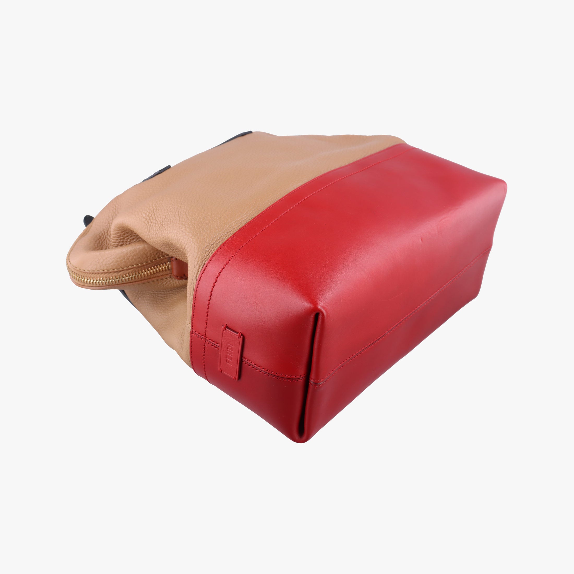 Pre-owned Fendi 2 Bag Tone Beige×Red×Black Leather 8BN232 shoulderbag | stylenewstar