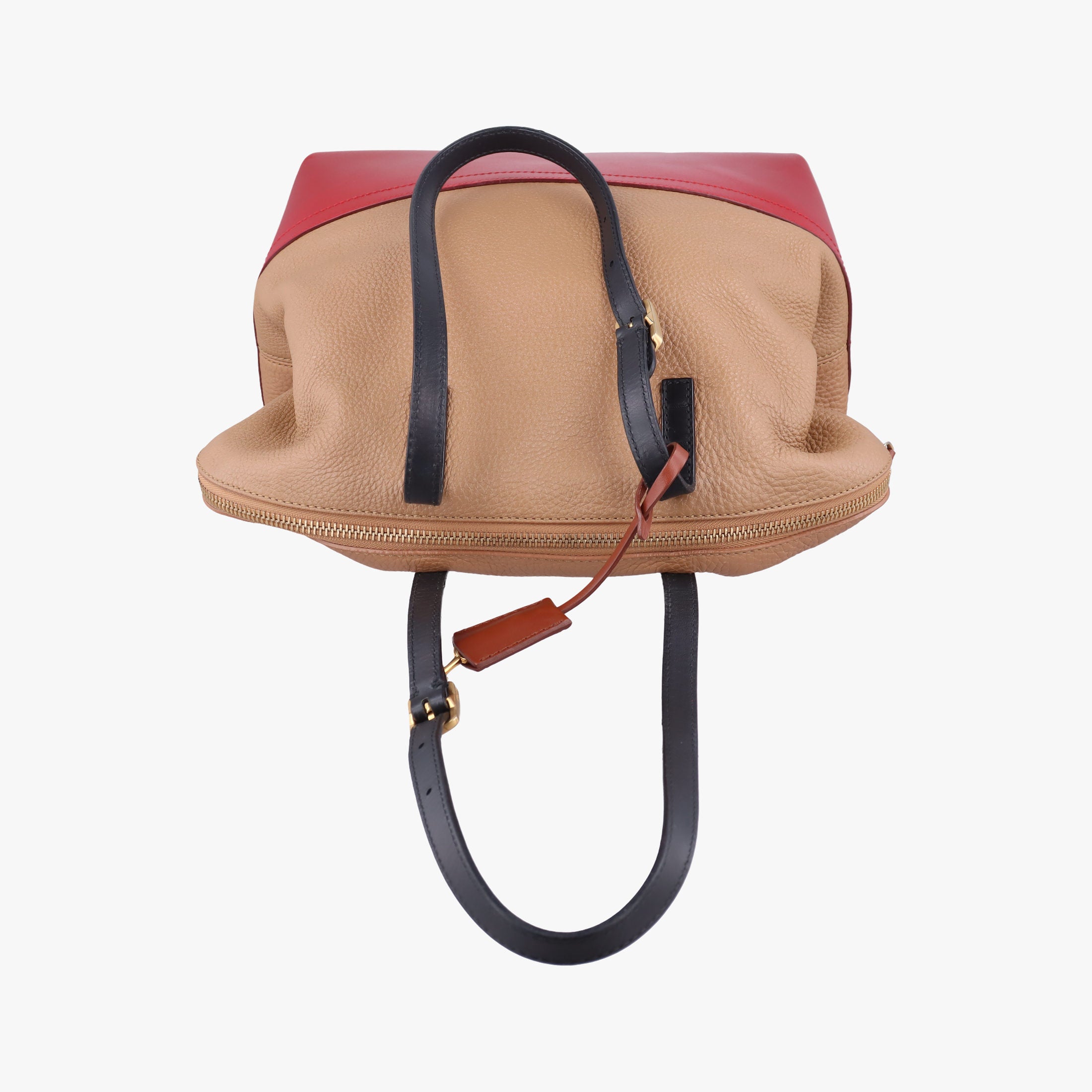 Pre-owned Fendi 2 Bag Tone Beige×Red×Black Leather 8BN232 shoulderbag | stylenewstar