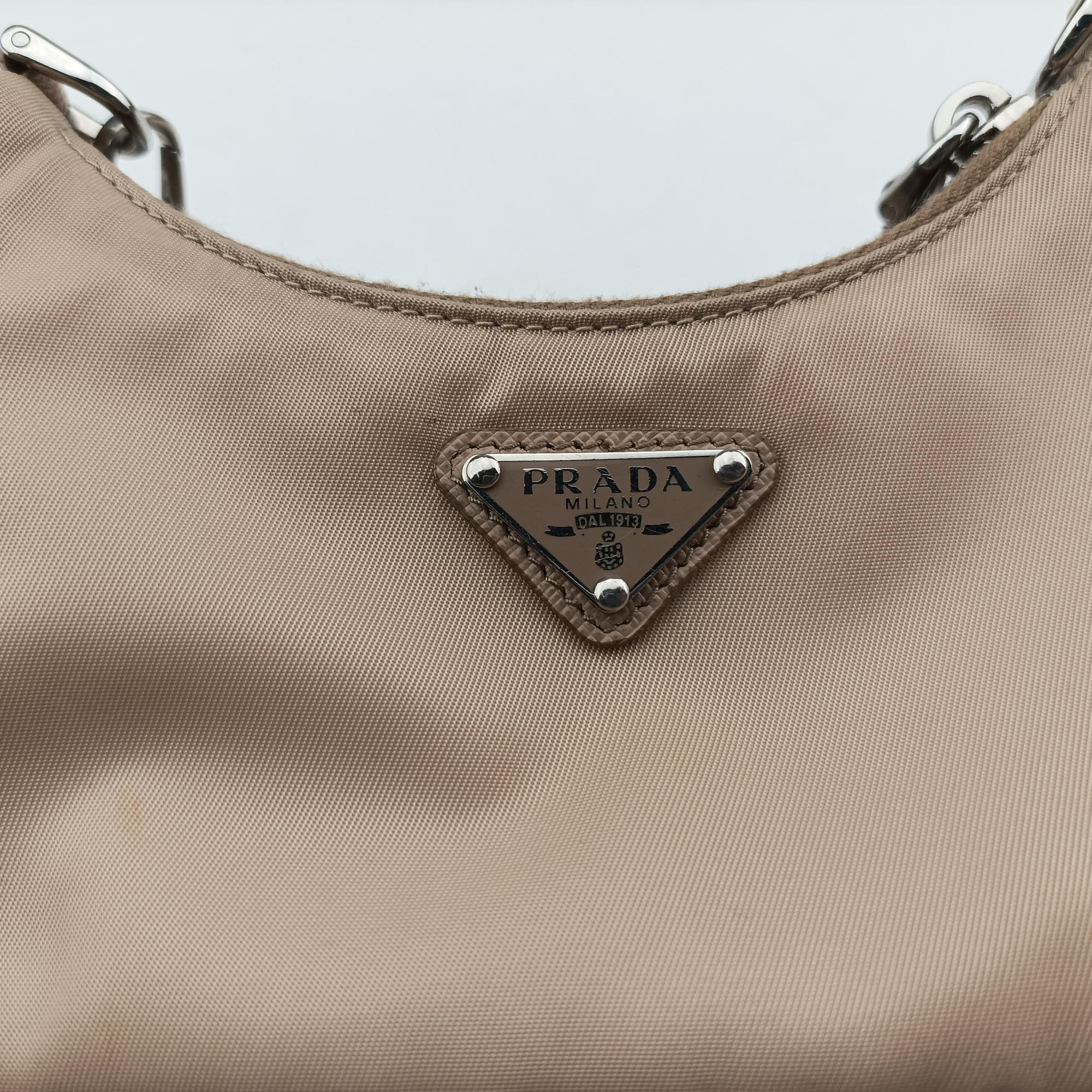 Vintage Prada Re-Edition Nylon Mini Beige nylon 1TT122 shoulderbag | stylenewstar