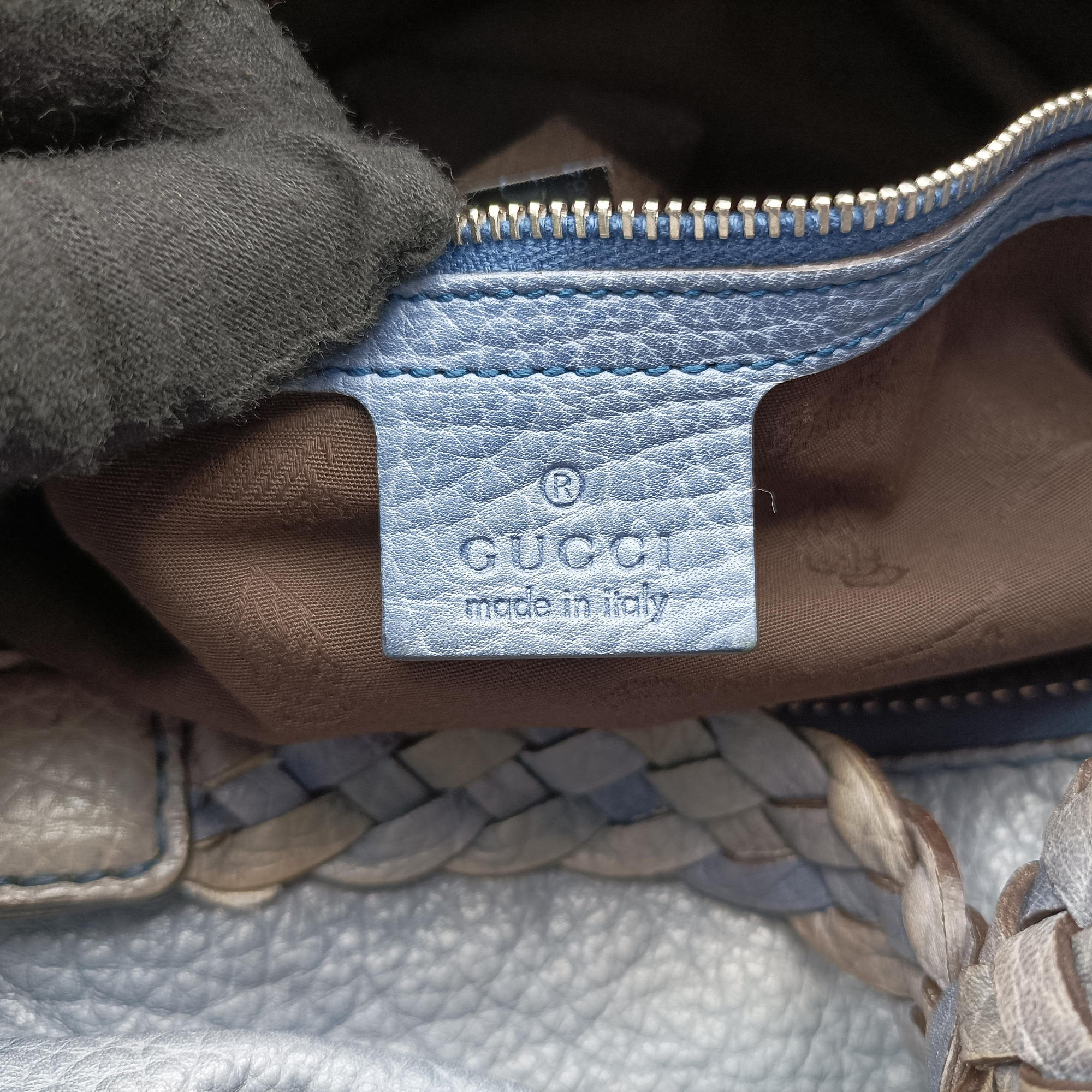 Pre-owned Gucci Medium Bamboo Blue Leather 232959 handbag | stylenewstar