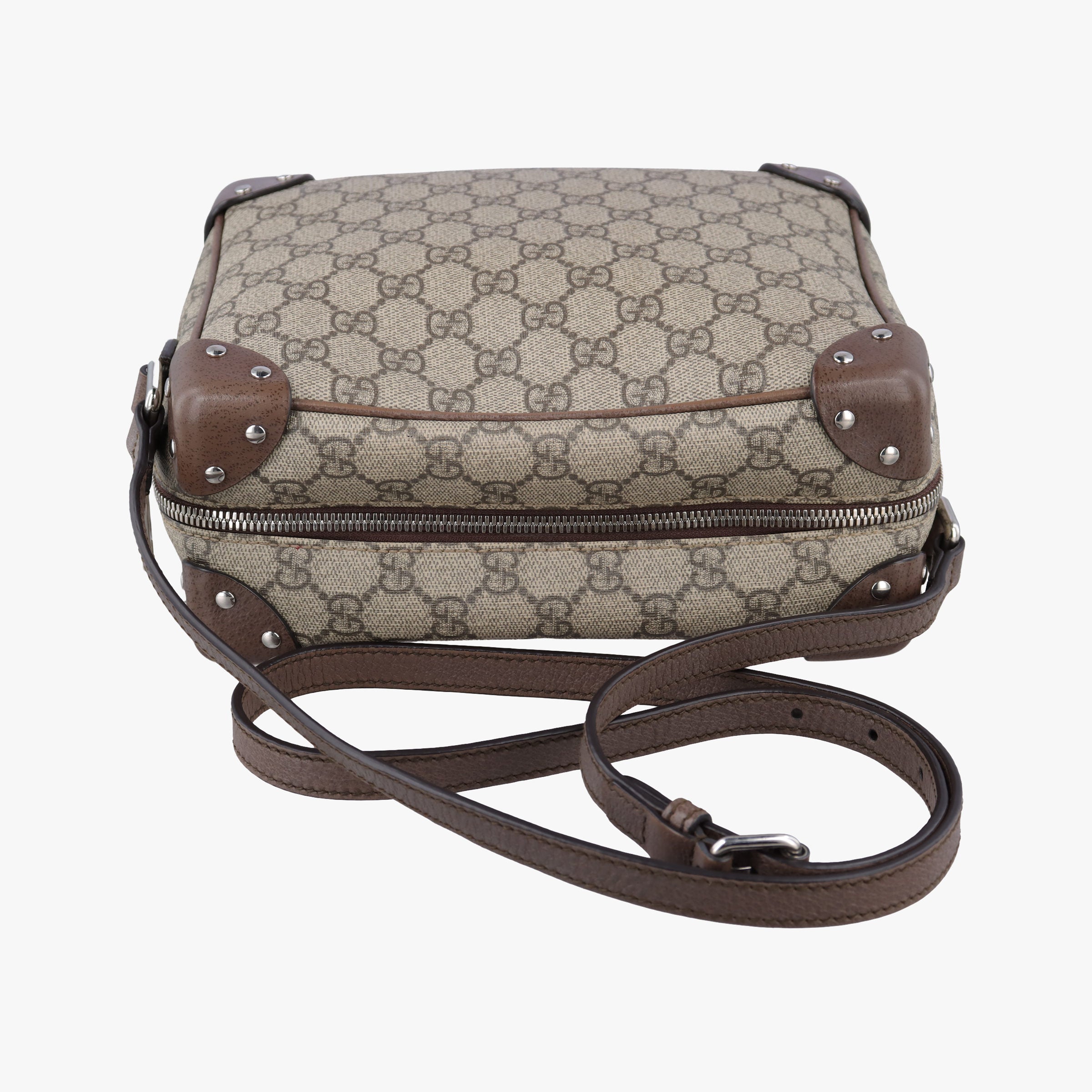 Pre-owned Gucci GG Supreme Soft Trunk Messenger Brown PVC coated canvas×Leather 626363 shoulderbag | stylenewstar
