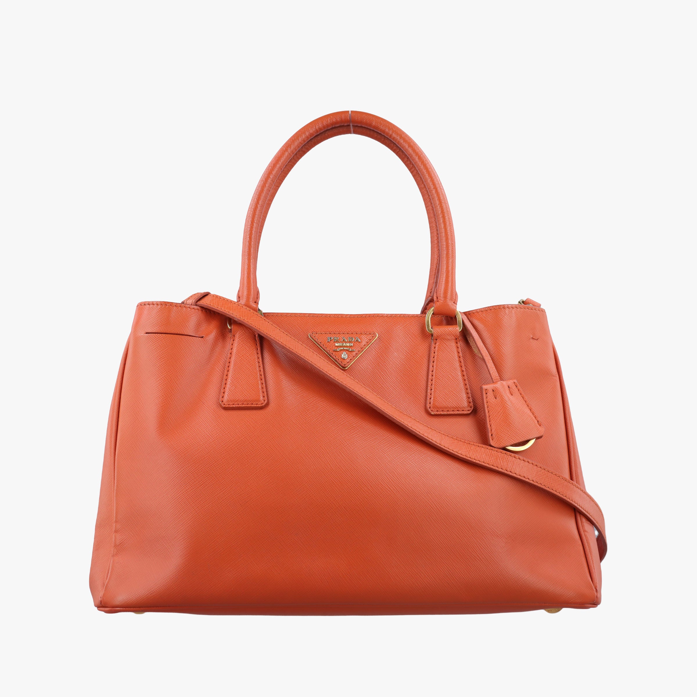 Pre-owned Prada Galleria Orange SAFFIANO Leather BN1844 shoulderbag | stylenewstar