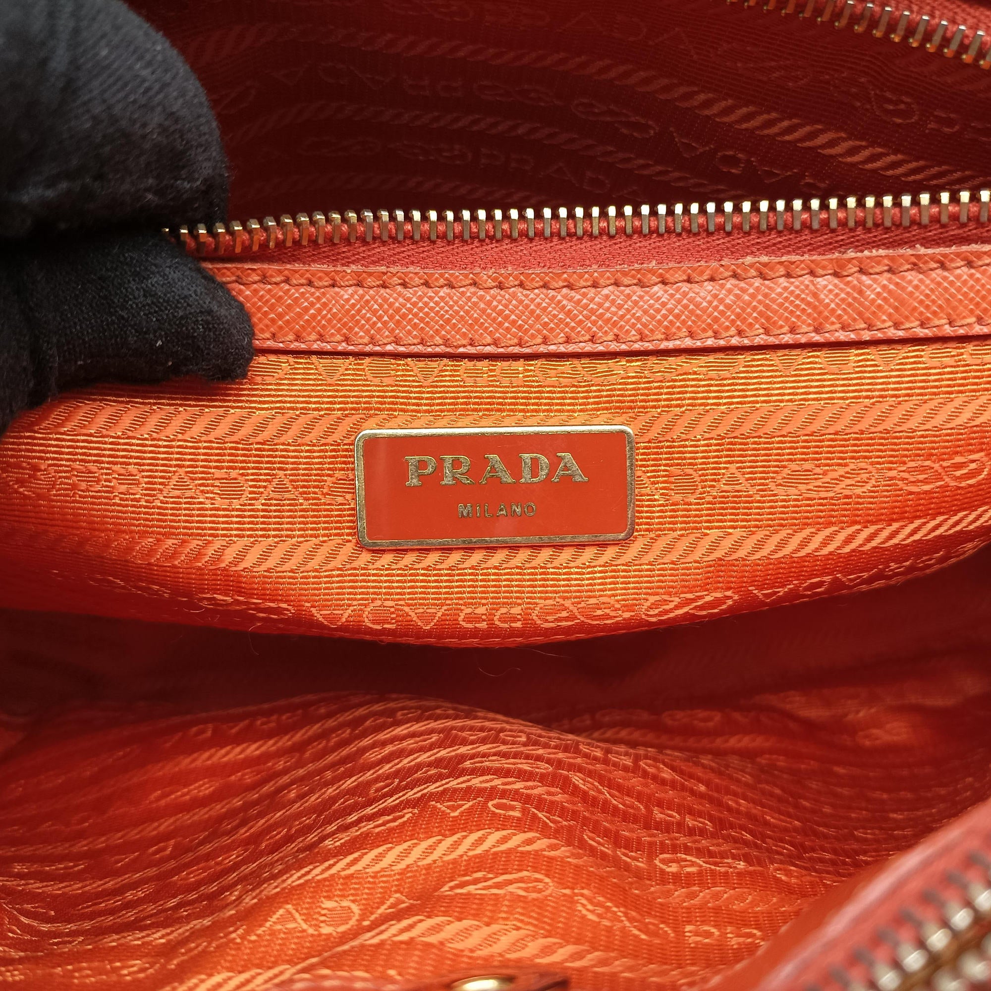 Pre-owned Prada Galleria Orange SAFFIANO Leather BN1844 shoulderbag | stylenewstar