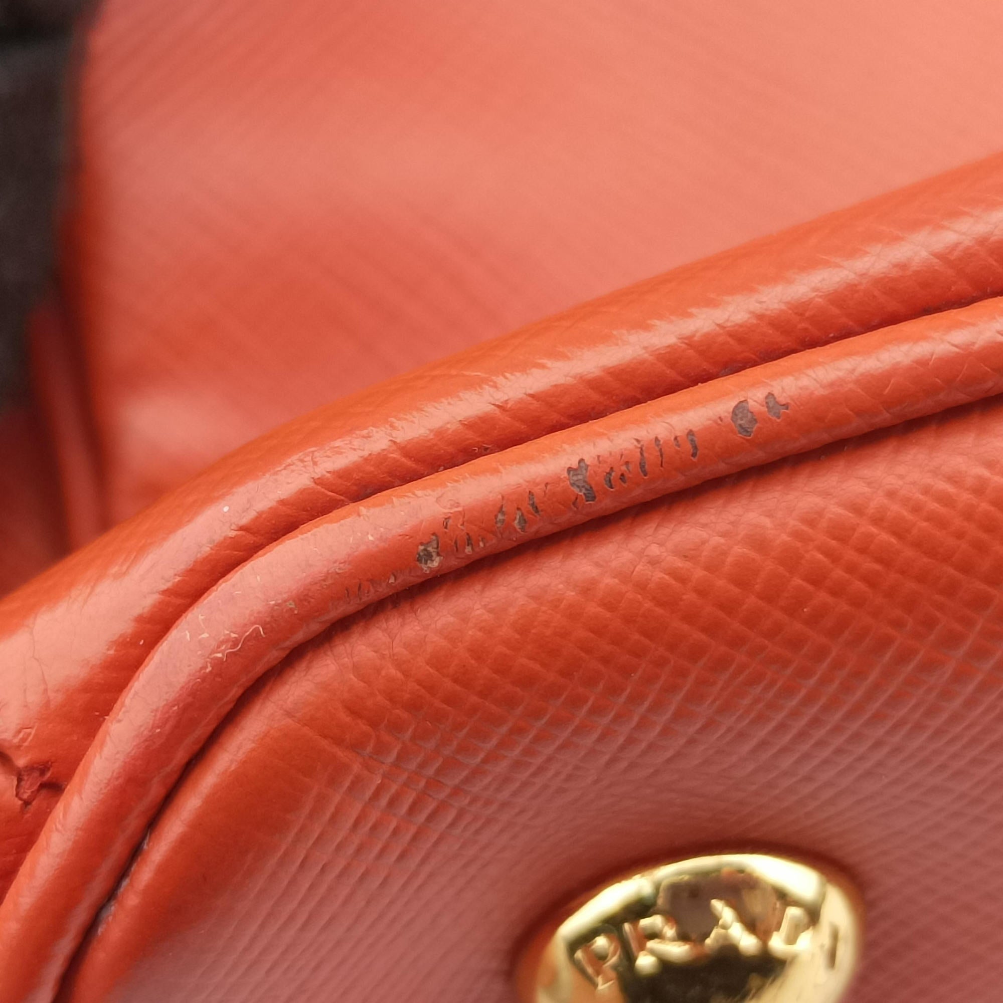 Pre-owned Prada Galleria Orange SAFFIANO Leather BN1844 shoulderbag | stylenewstar
