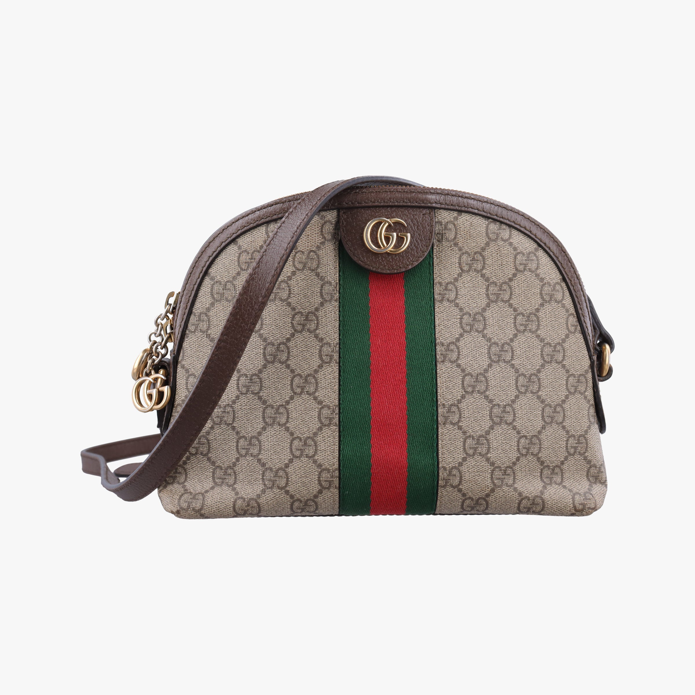 Pre-owned Gucci Ophidia brown×red×green PVC coated canvas×Leather 499621 shoulderbag | stylenewstar
