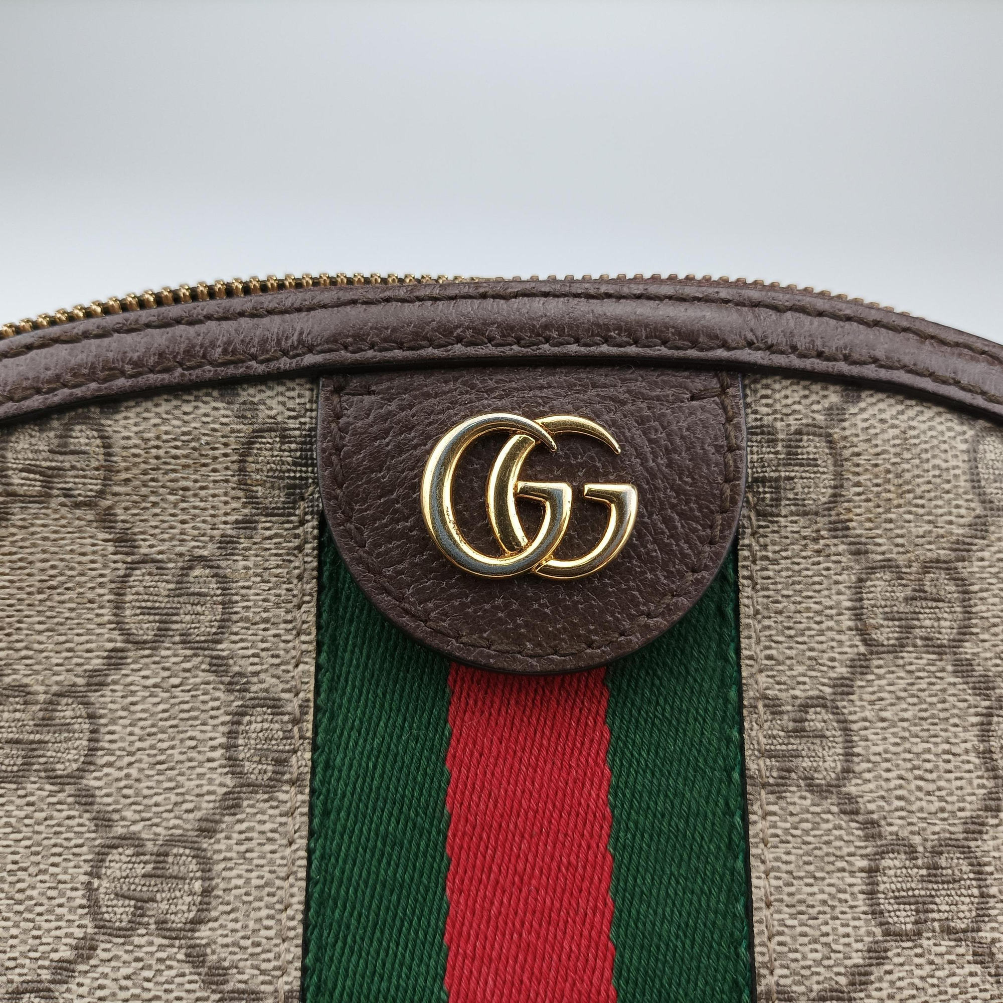 Pre-owned Gucci Ophidia brown×red×green PVC coated canvas×Leather 499621 shoulderbag | stylenewstar
