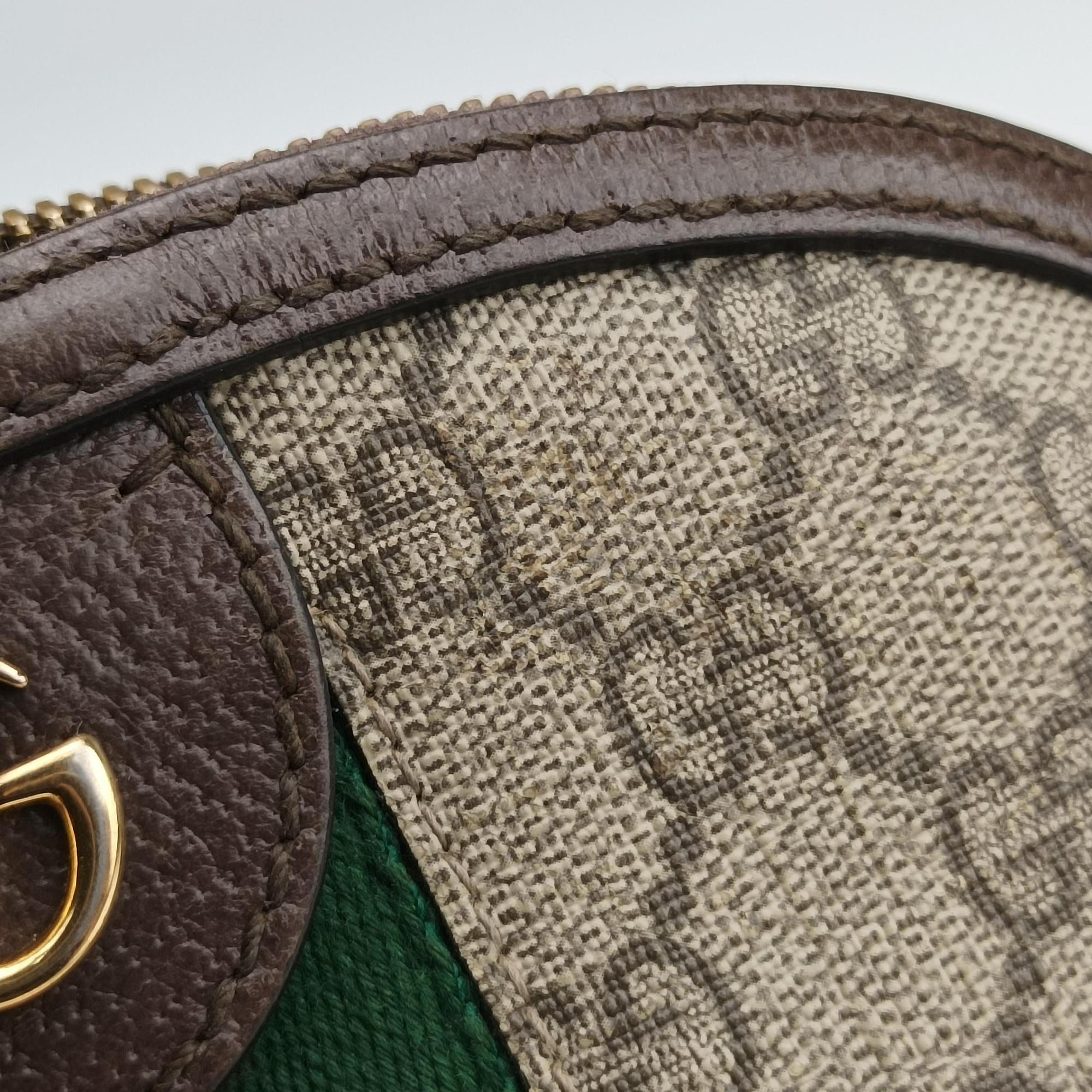 Pre-owned Gucci Ophidia brown×red×green PVC coated canvas×Leather 499621 shoulderbag | stylenewstar