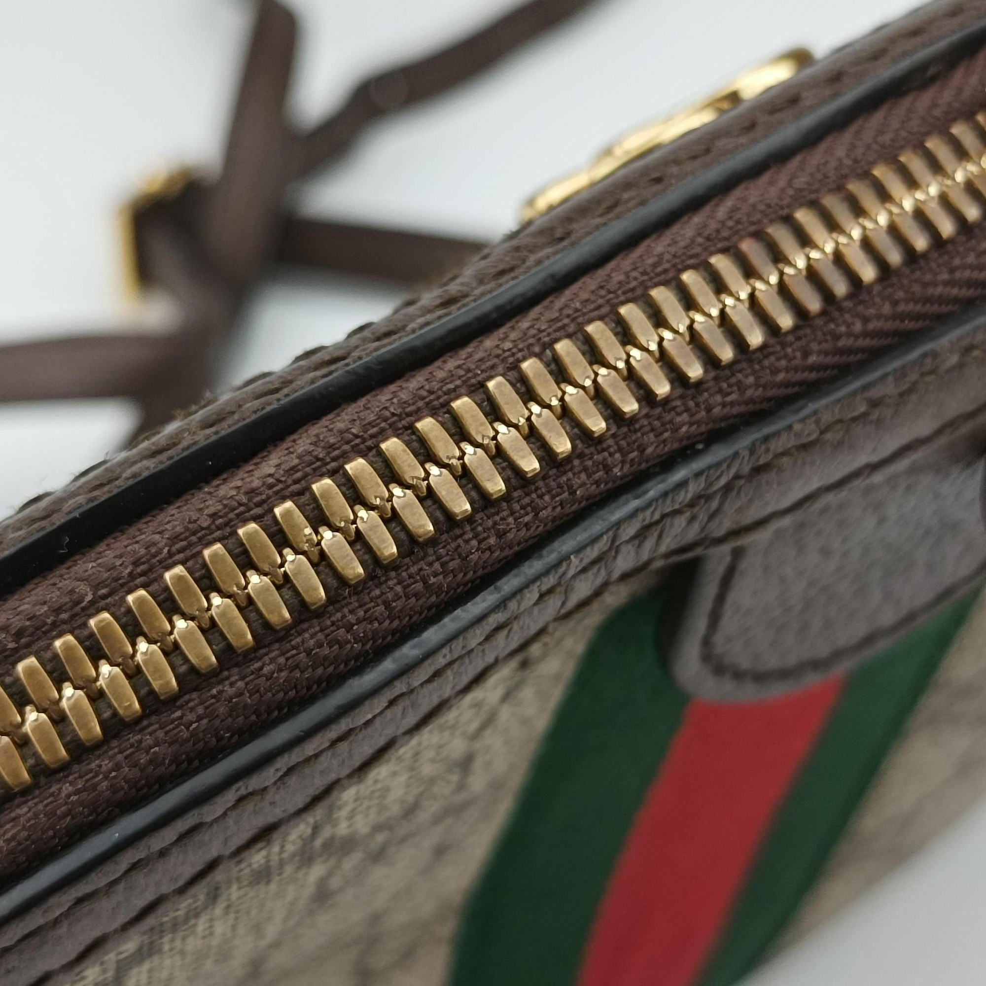 Pre-owned Gucci Ophidia brown×red×green PVC coated canvas×Leather 499621 shoulderbag | stylenewstar
