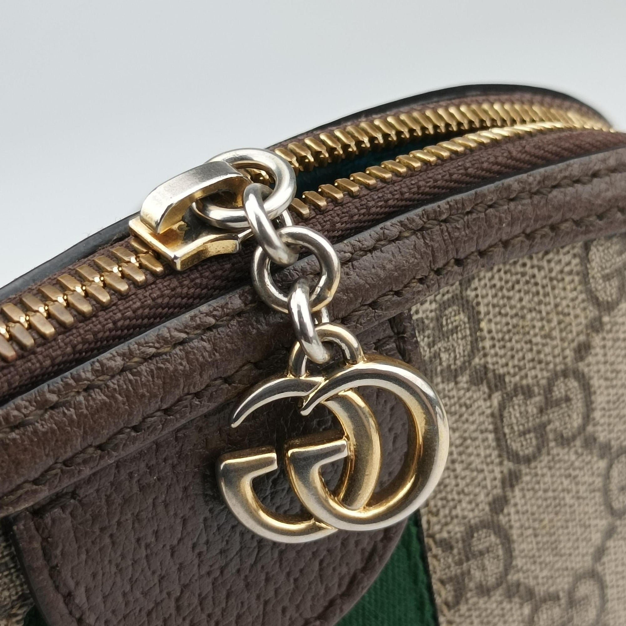 Pre-owned Gucci Ophidia brown×red×green PVC coated canvas×Leather 499621 shoulderbag | stylenewstar