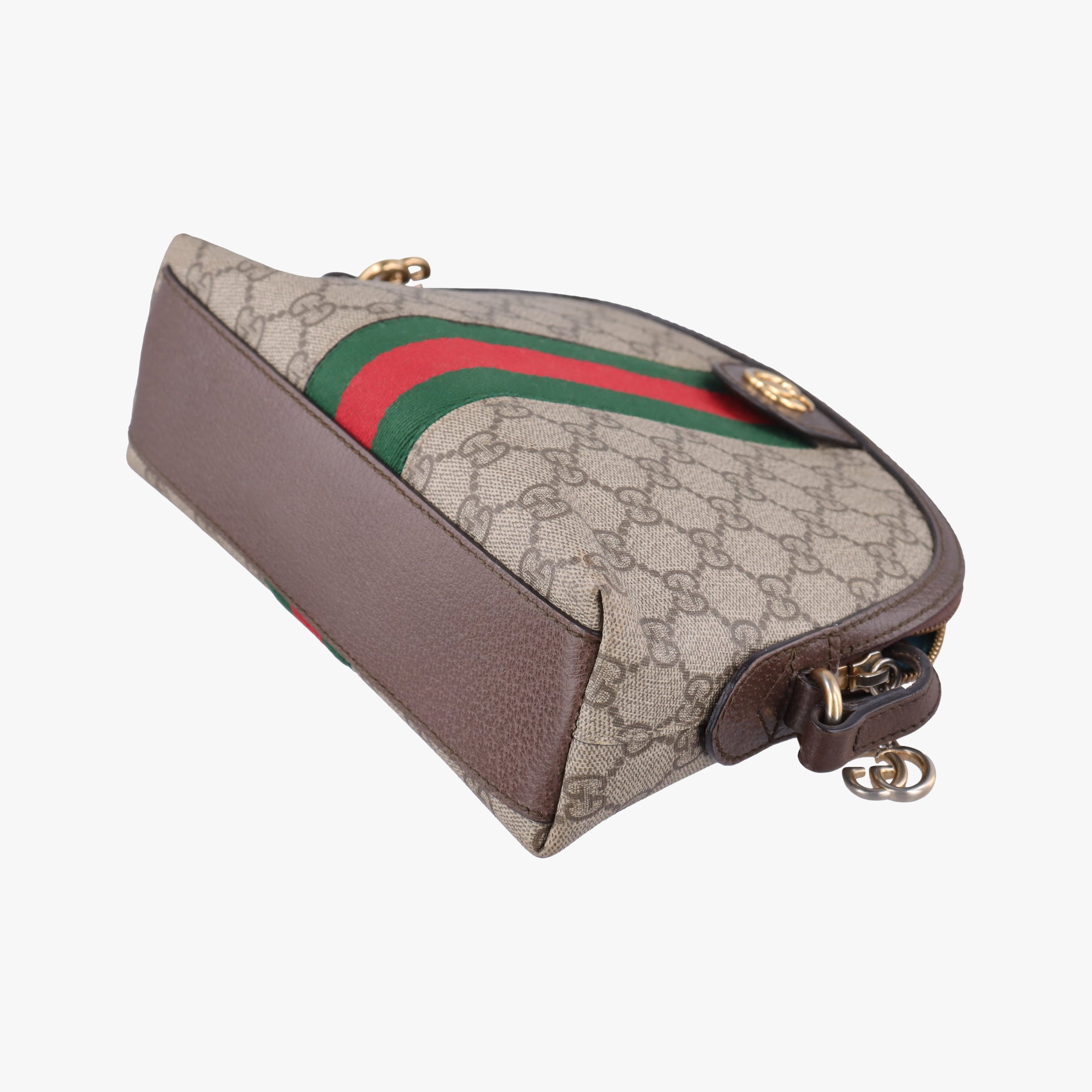 Pre-owned Gucci Ophidia brown×red×green PVC coated canvas×Leather 499621 shoulderbag | stylenewstar