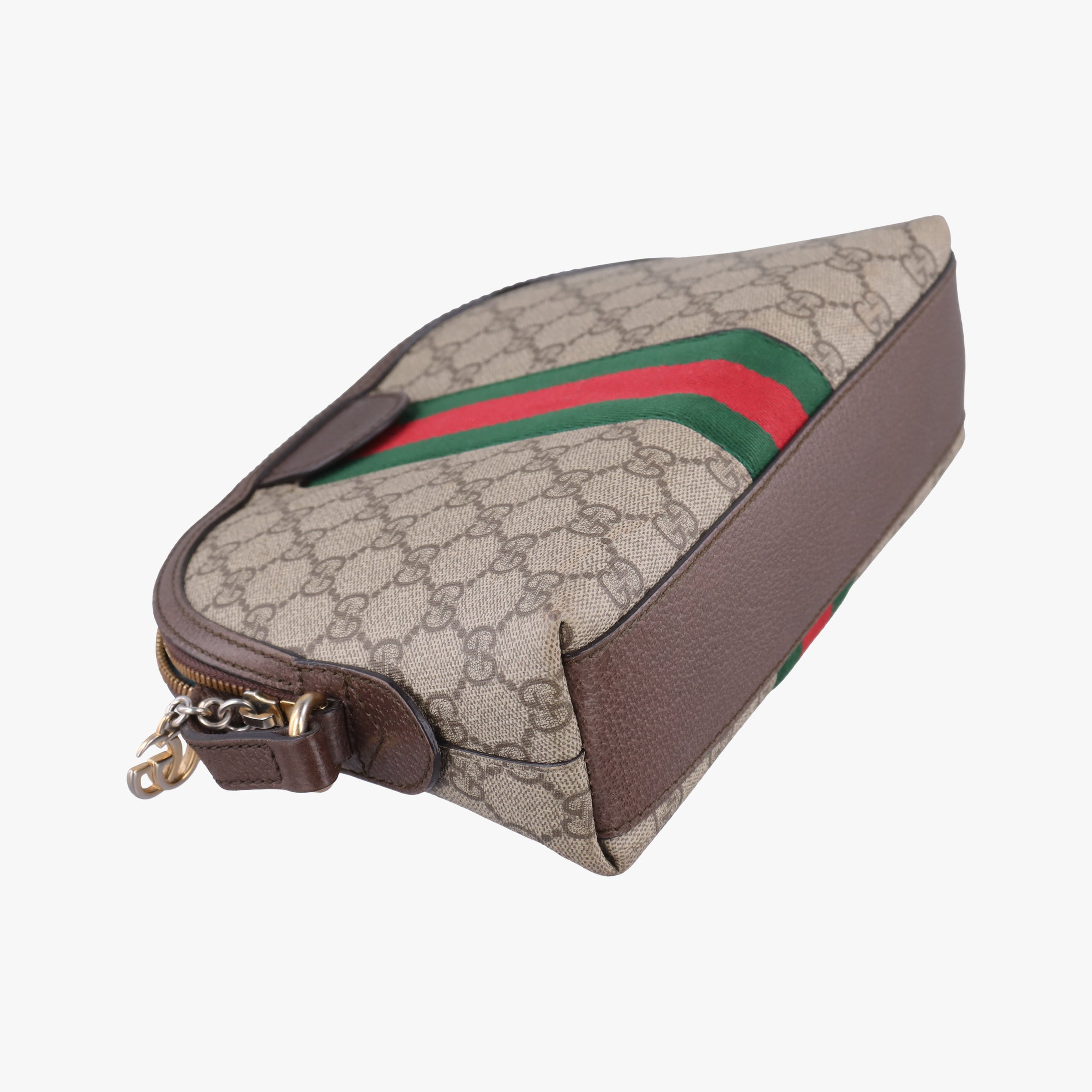 Pre-owned Gucci Ophidia brown×red×green PVC coated canvas×Leather 499621 shoulderbag | stylenewstar
