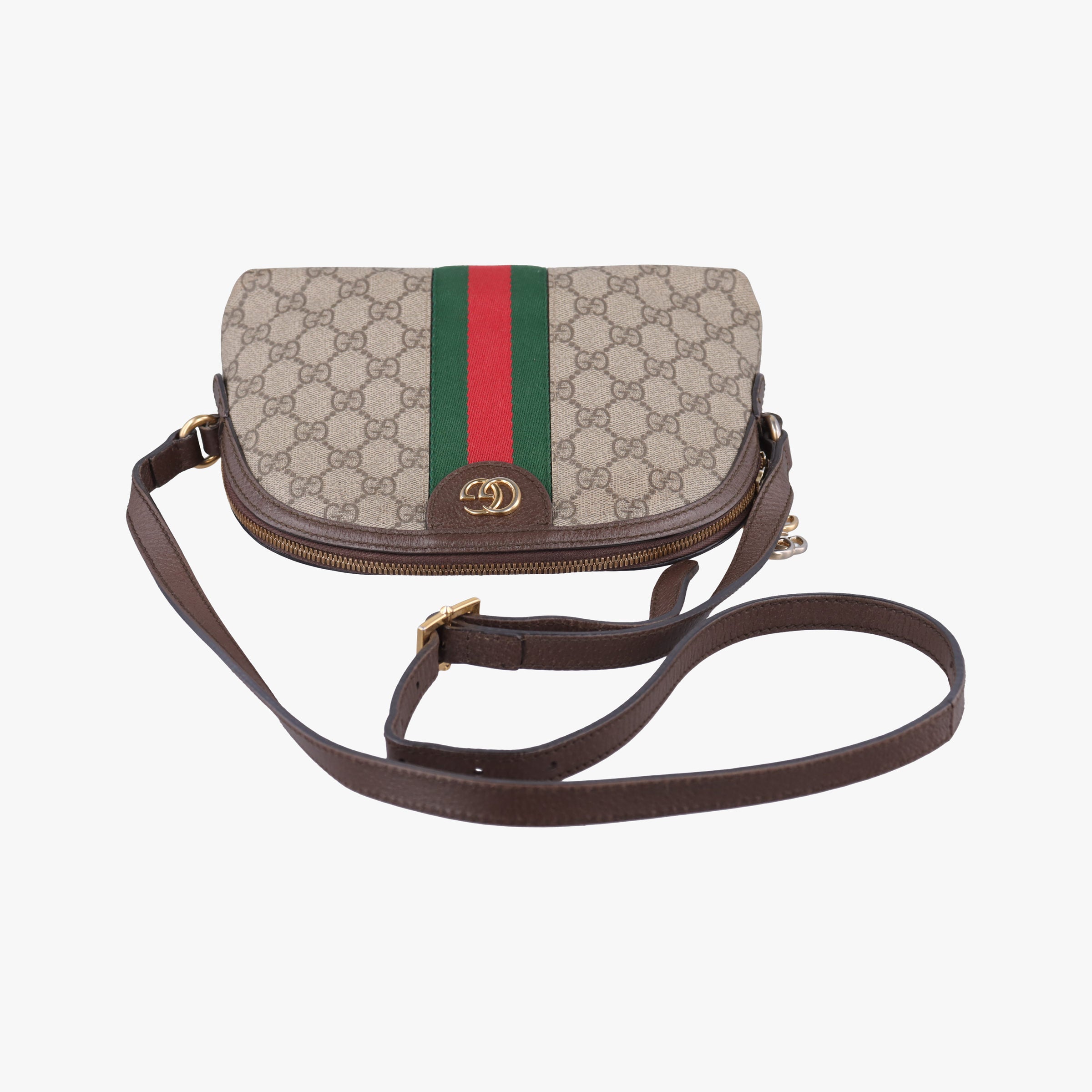 Pre-owned Gucci Ophidia brown×red×green PVC coated canvas×Leather 499621 shoulderbag | stylenewstar